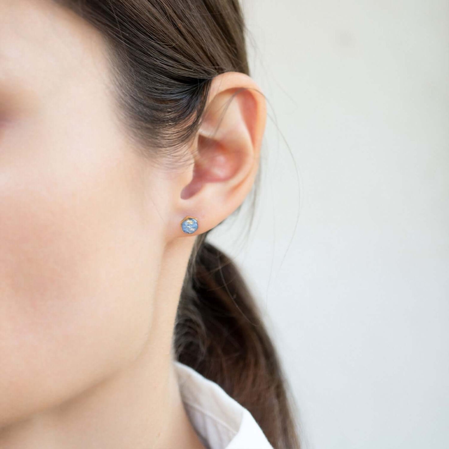 Tiny hexagon earrings