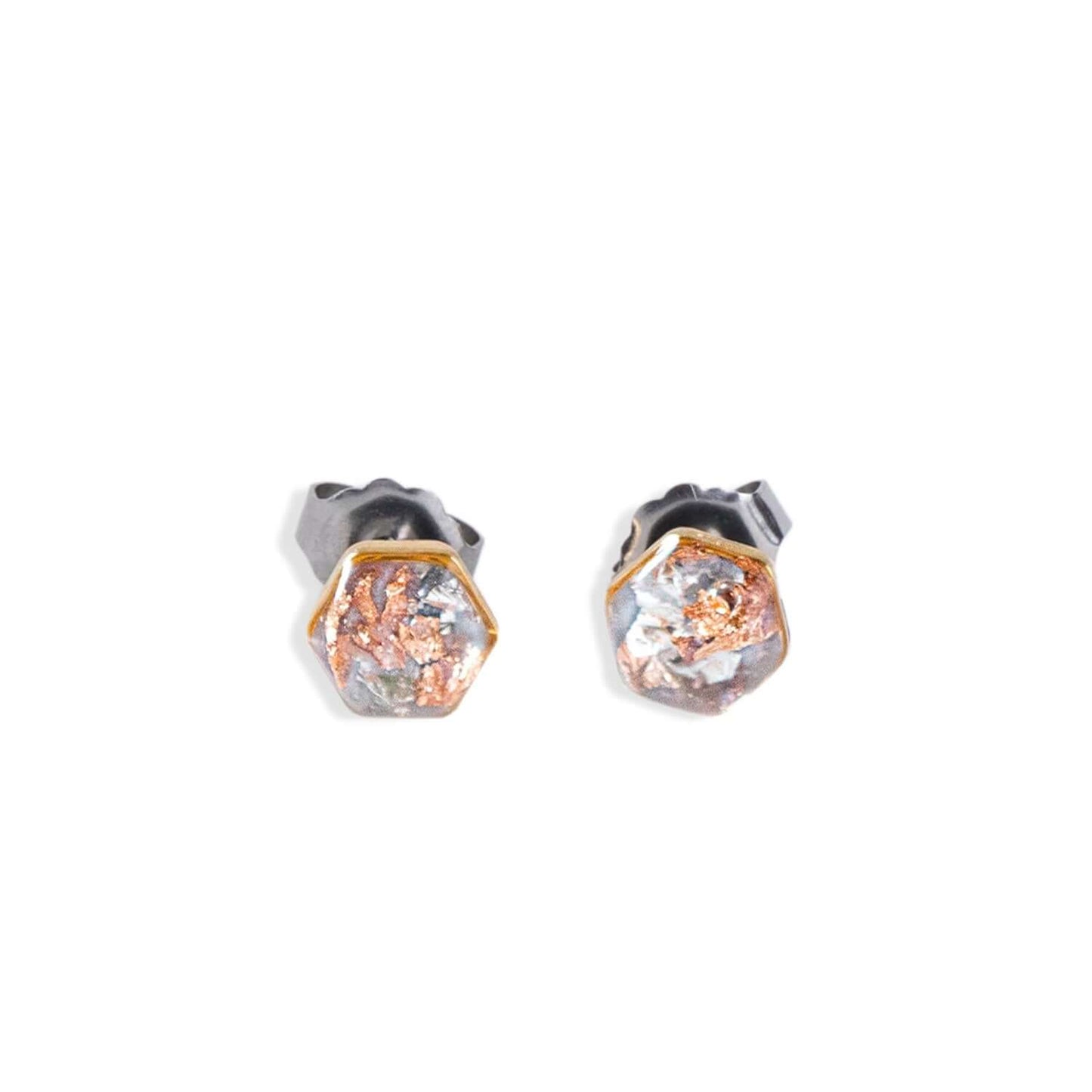 Tiny hexagon earrings