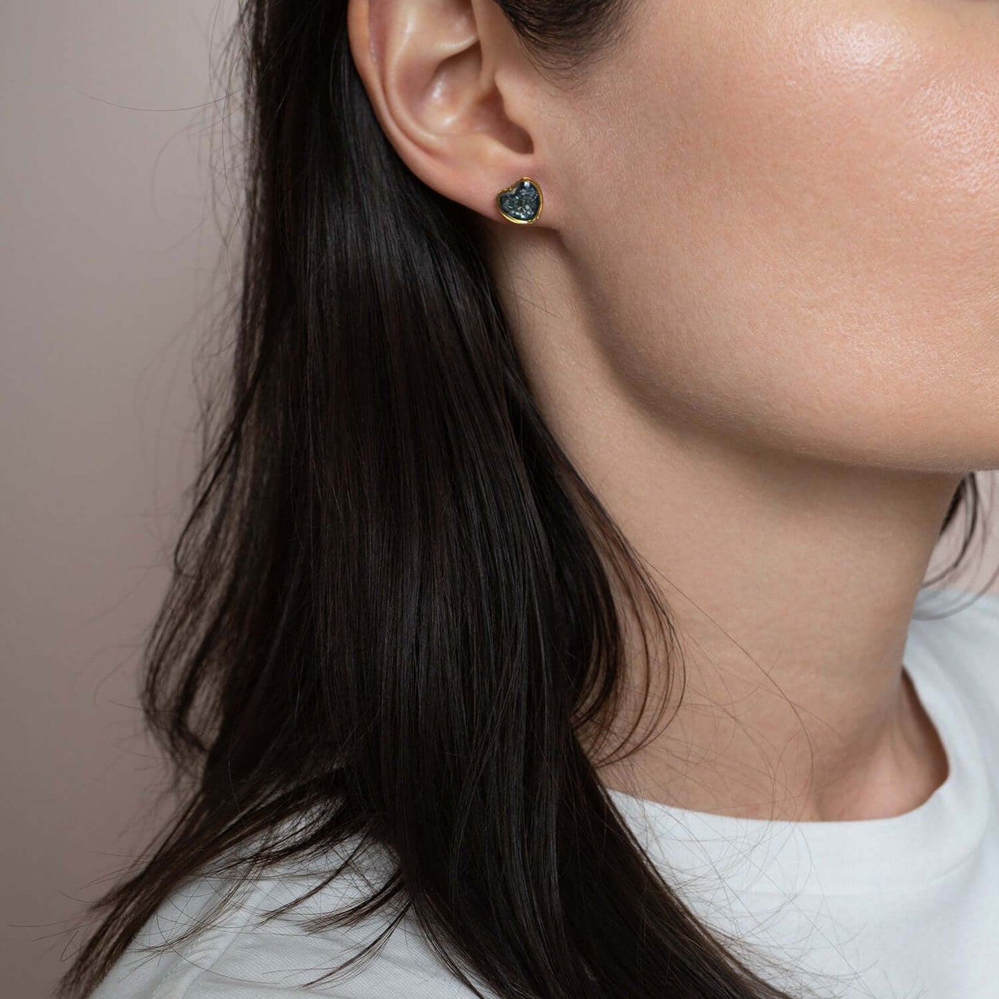 Shimmering Small Heart Stud Earrings