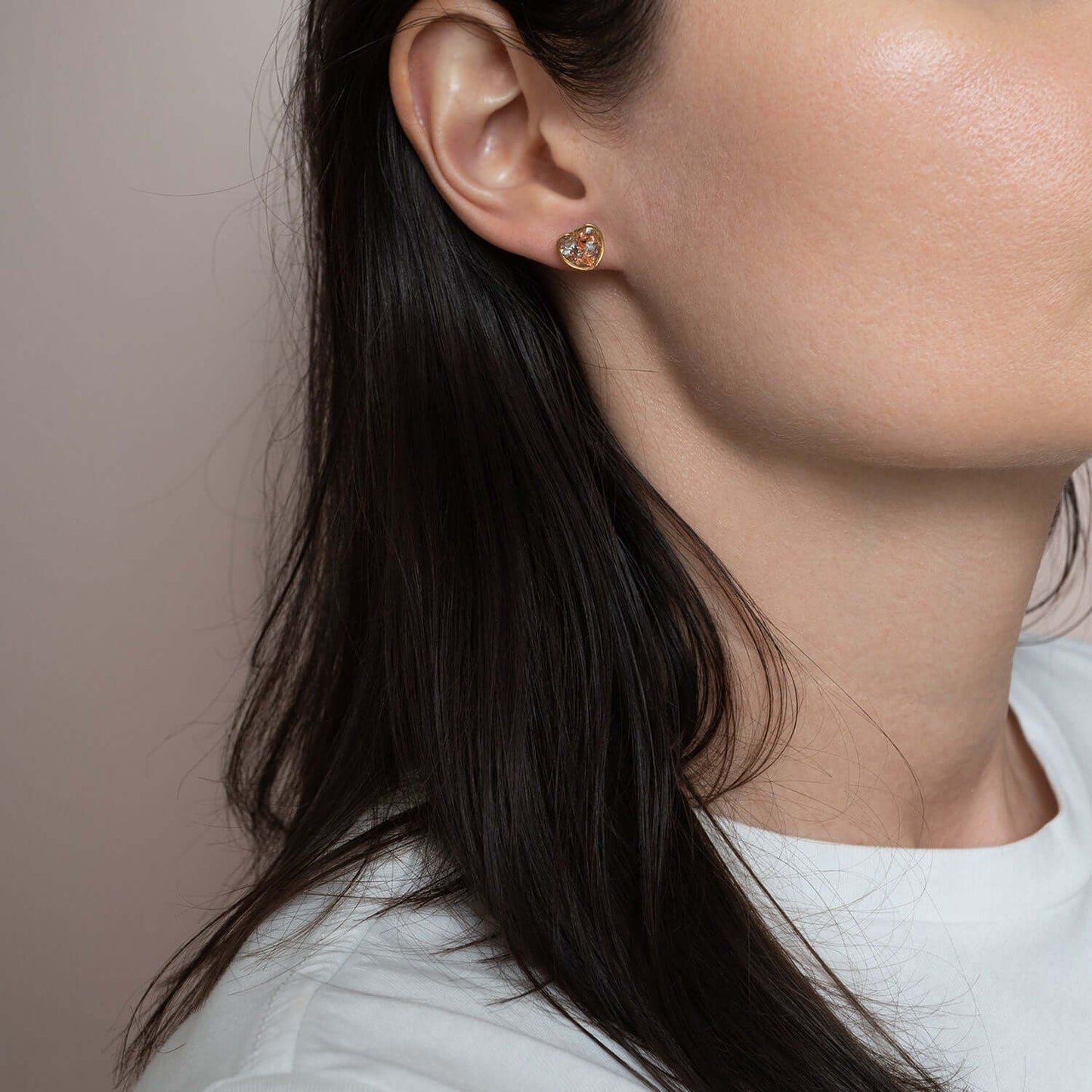 Ice Small Heart Stud Earrings