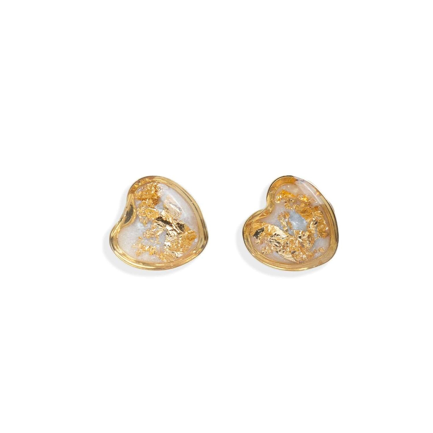 Pearl gold  Small Heart Stud Earrings