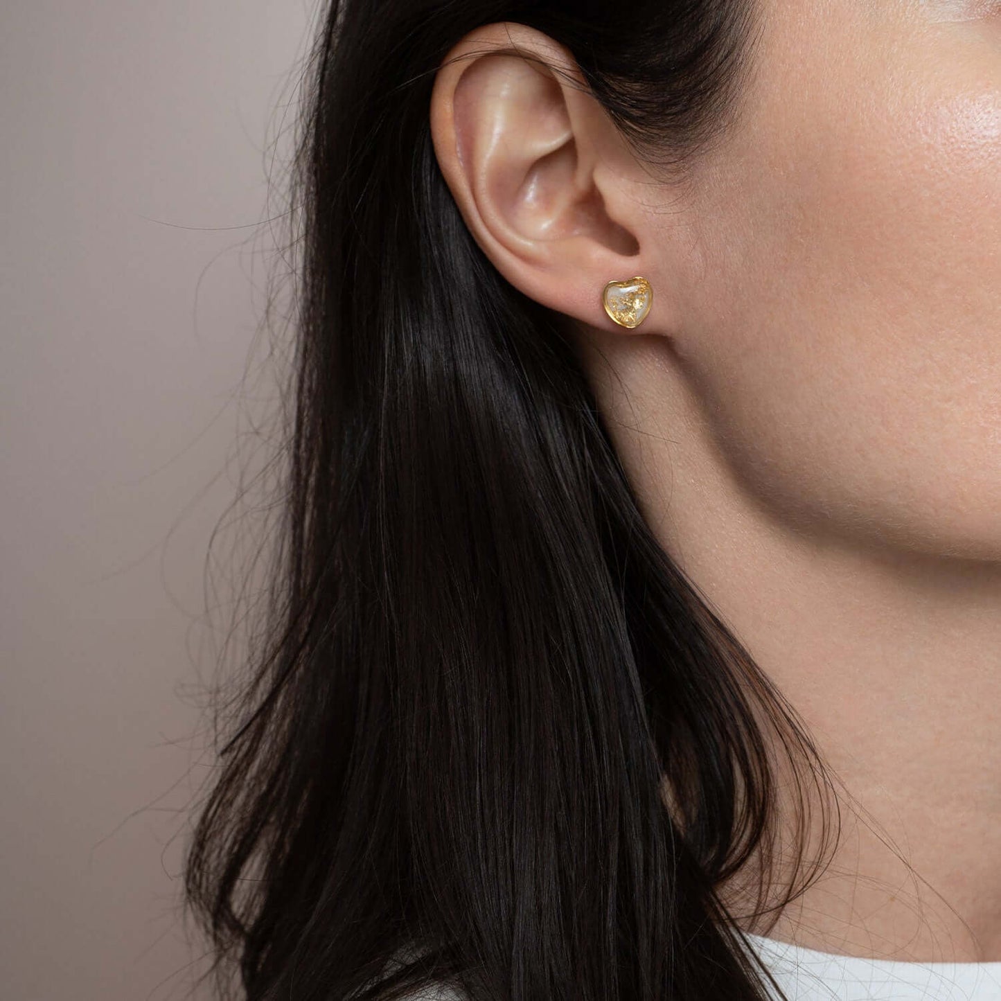 Pearl gold Small Heart Stud Earrings