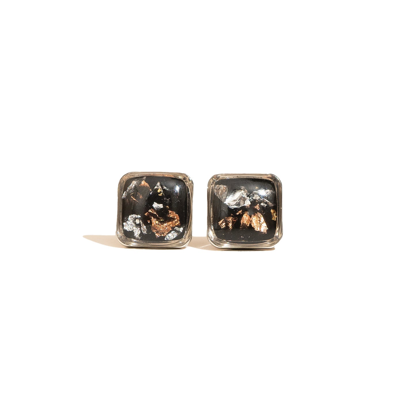 Square Shimmer Stud Earrings in Silver
