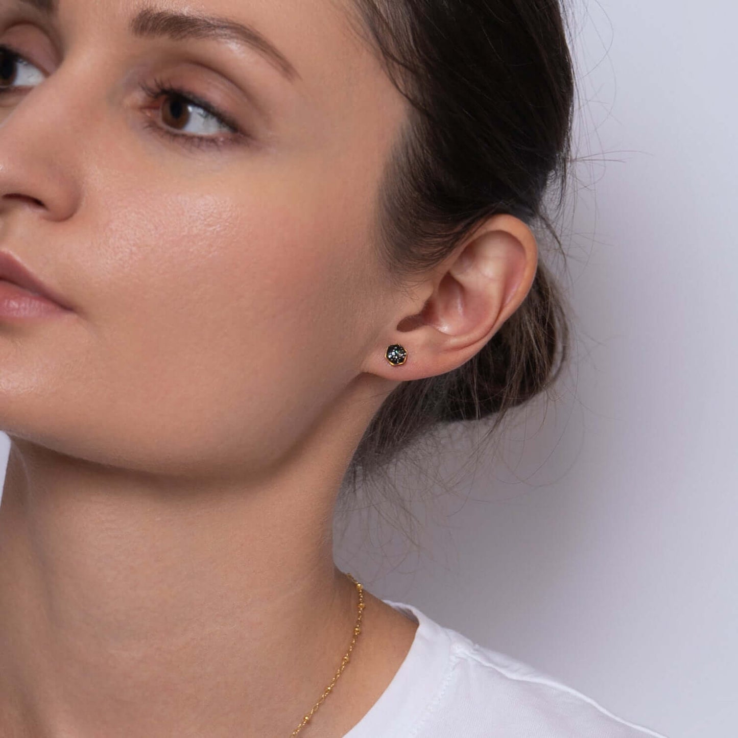 Tiny hexagon earrings