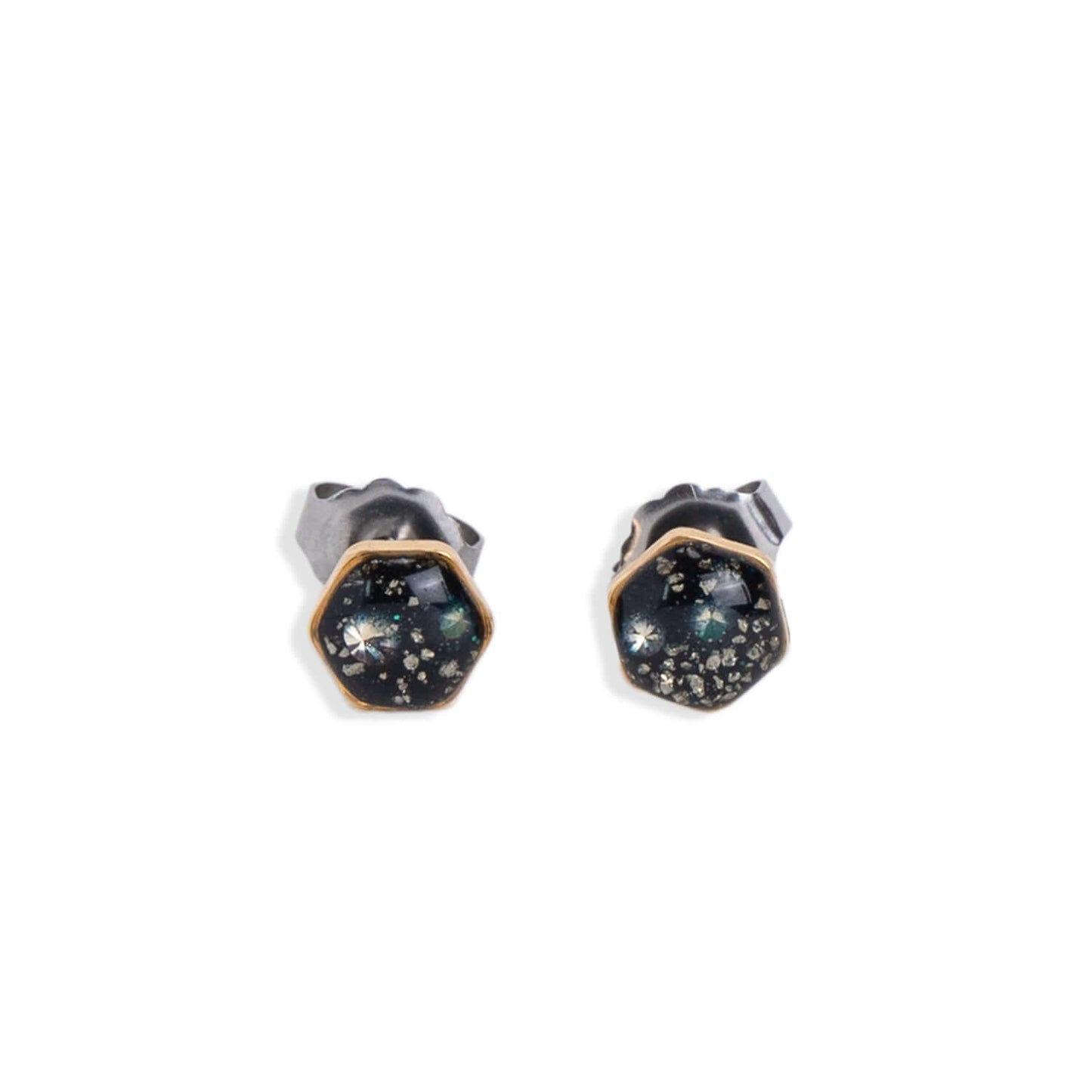 Tiny hexagon earrings