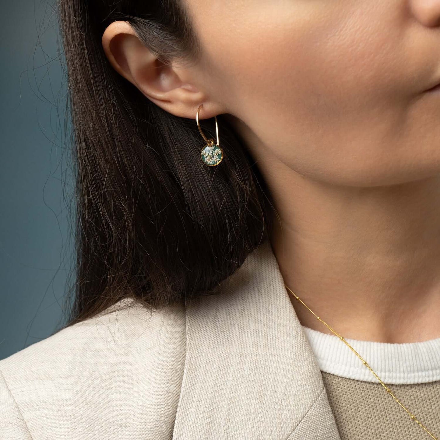 Minimalist Floral Hoop Earrings