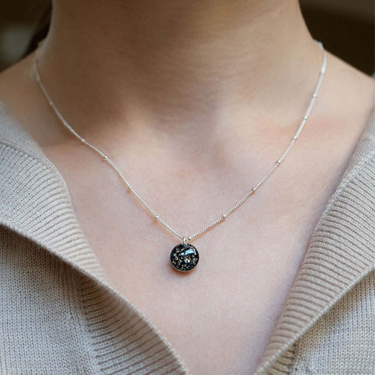 Silver Round Galaxy Necklace
