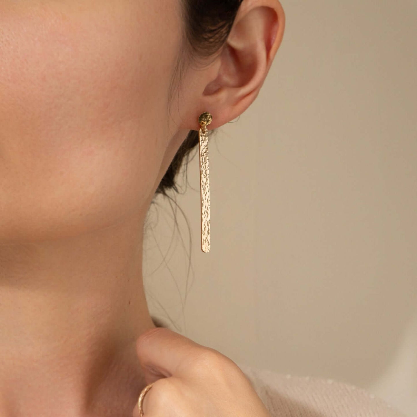 Hammered Bar Statement Earrings