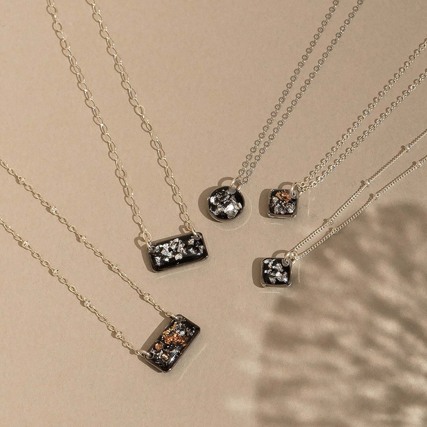 Bar Black and Silver Foils Necklace