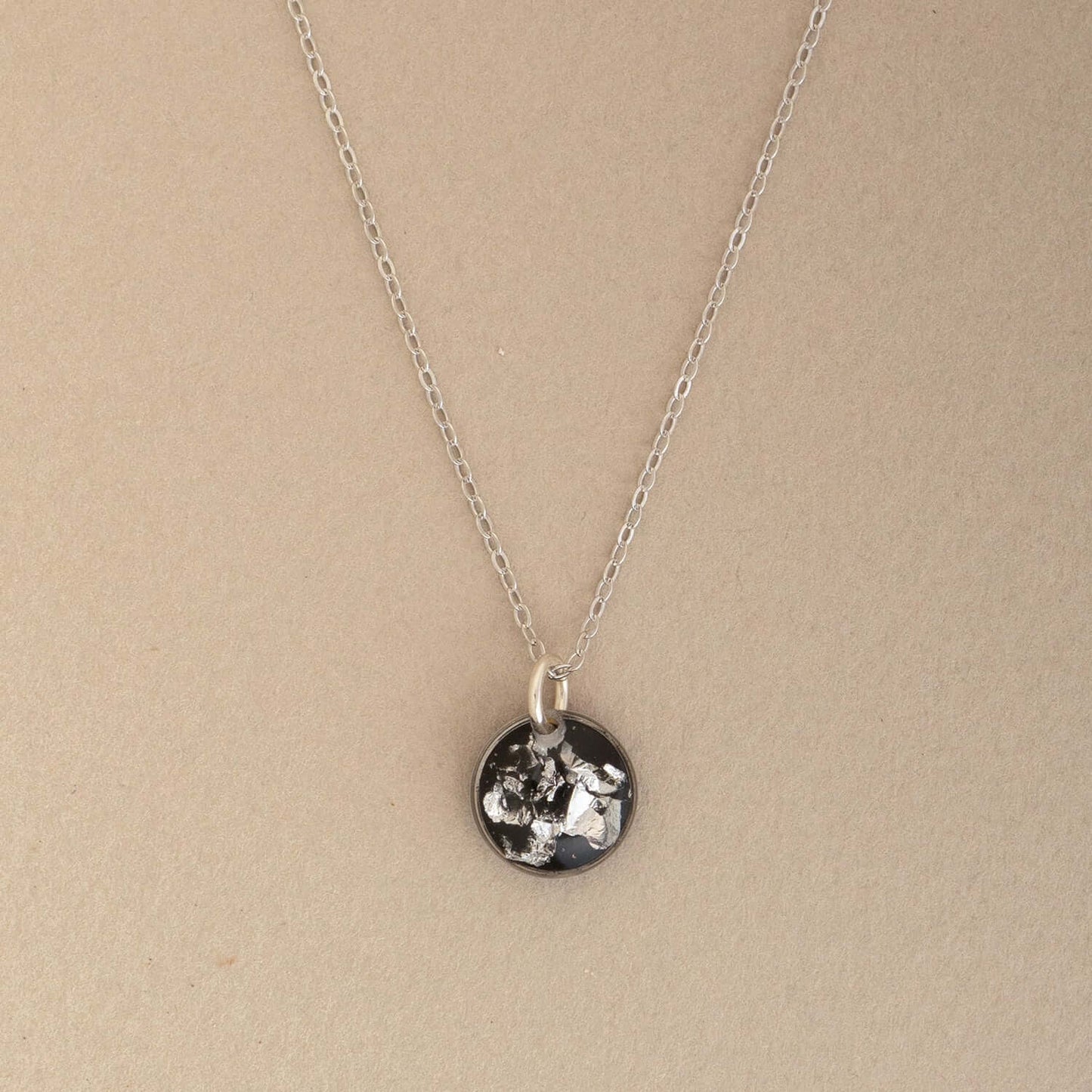 Round Black and Silver Foils Necklace
