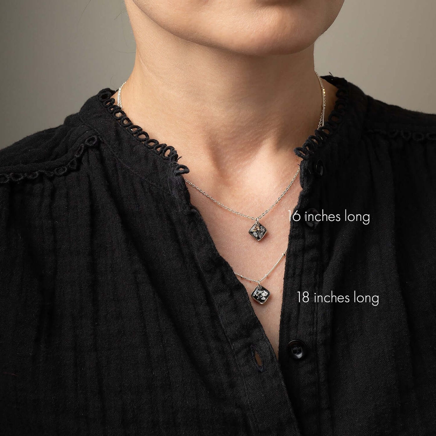 Square Black and Silver Foils Necklace