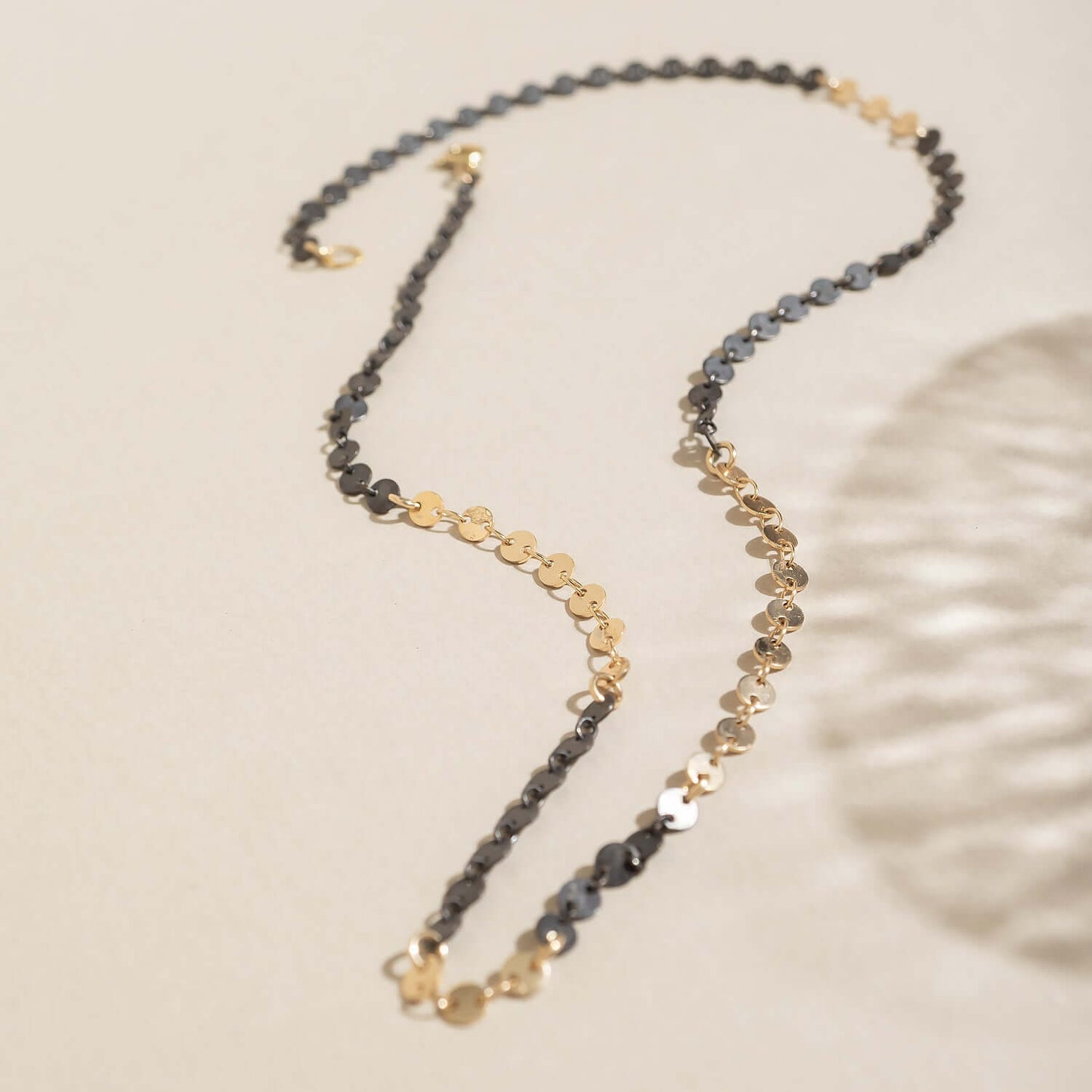 Mixed Metal Dot Disc Necklace