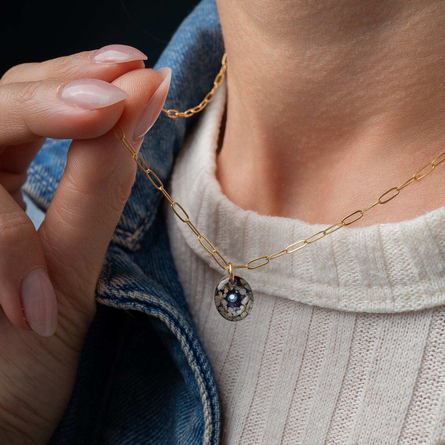 Violet Floral Oval Necklace