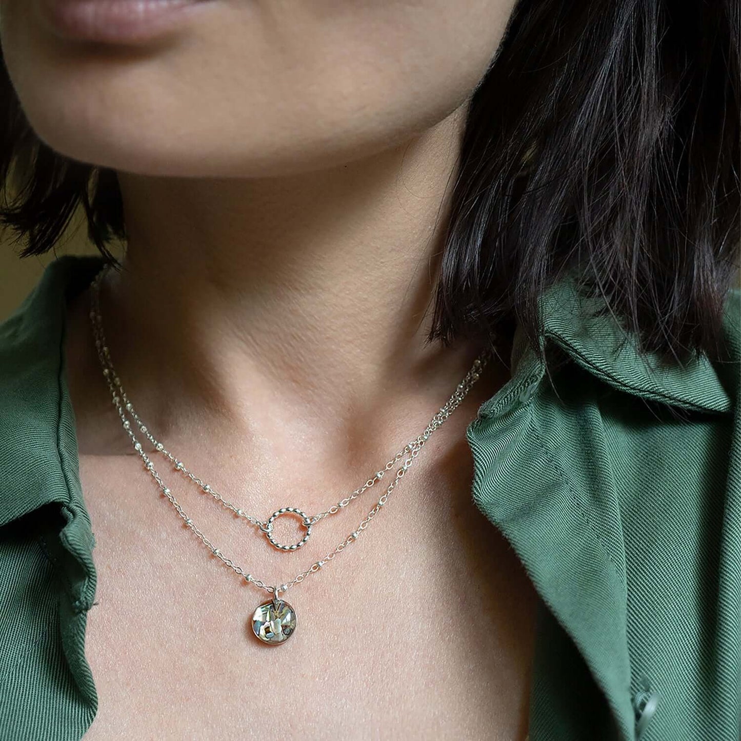 Round Abalone Shell Necklace