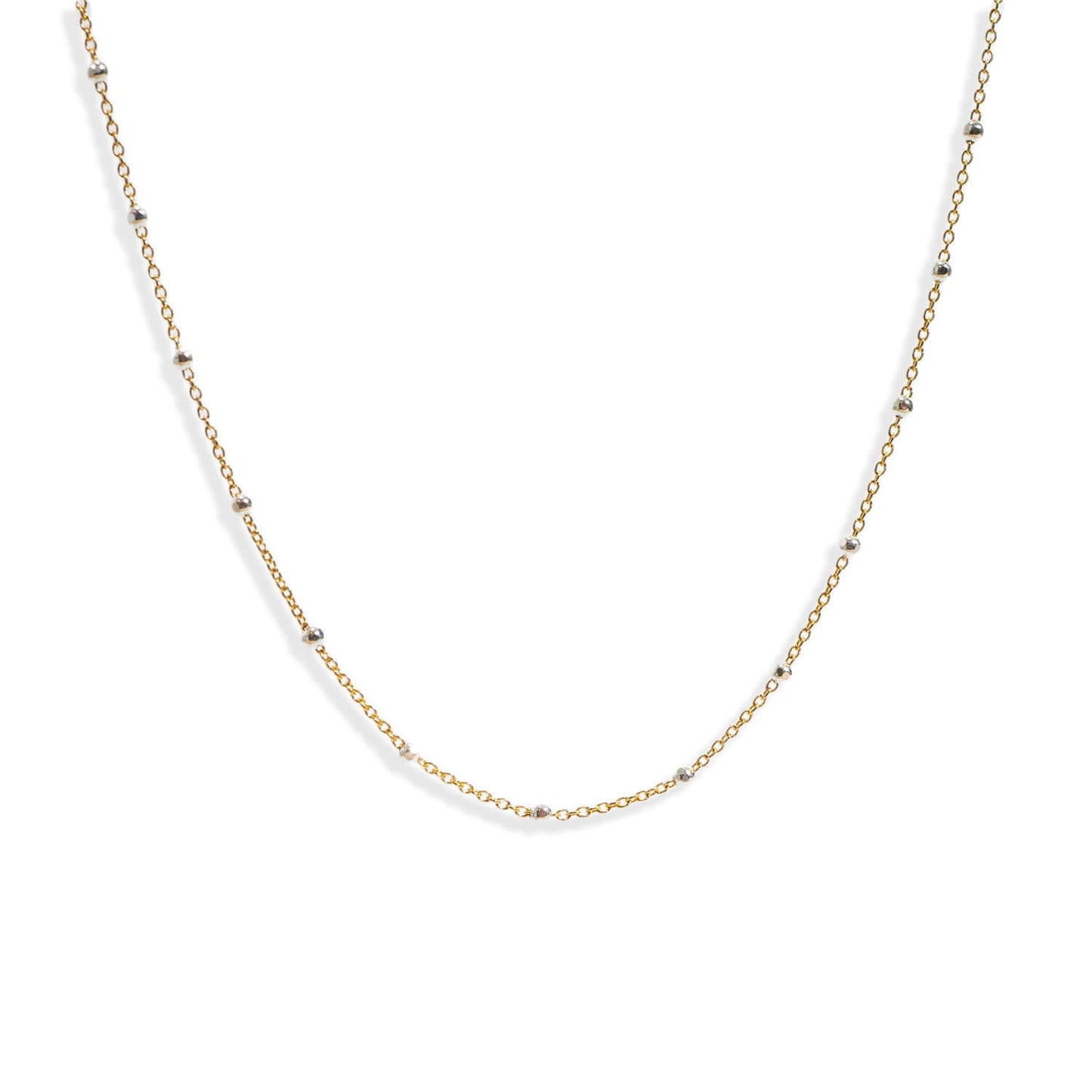 Silver Bead Gold Chain Necklace