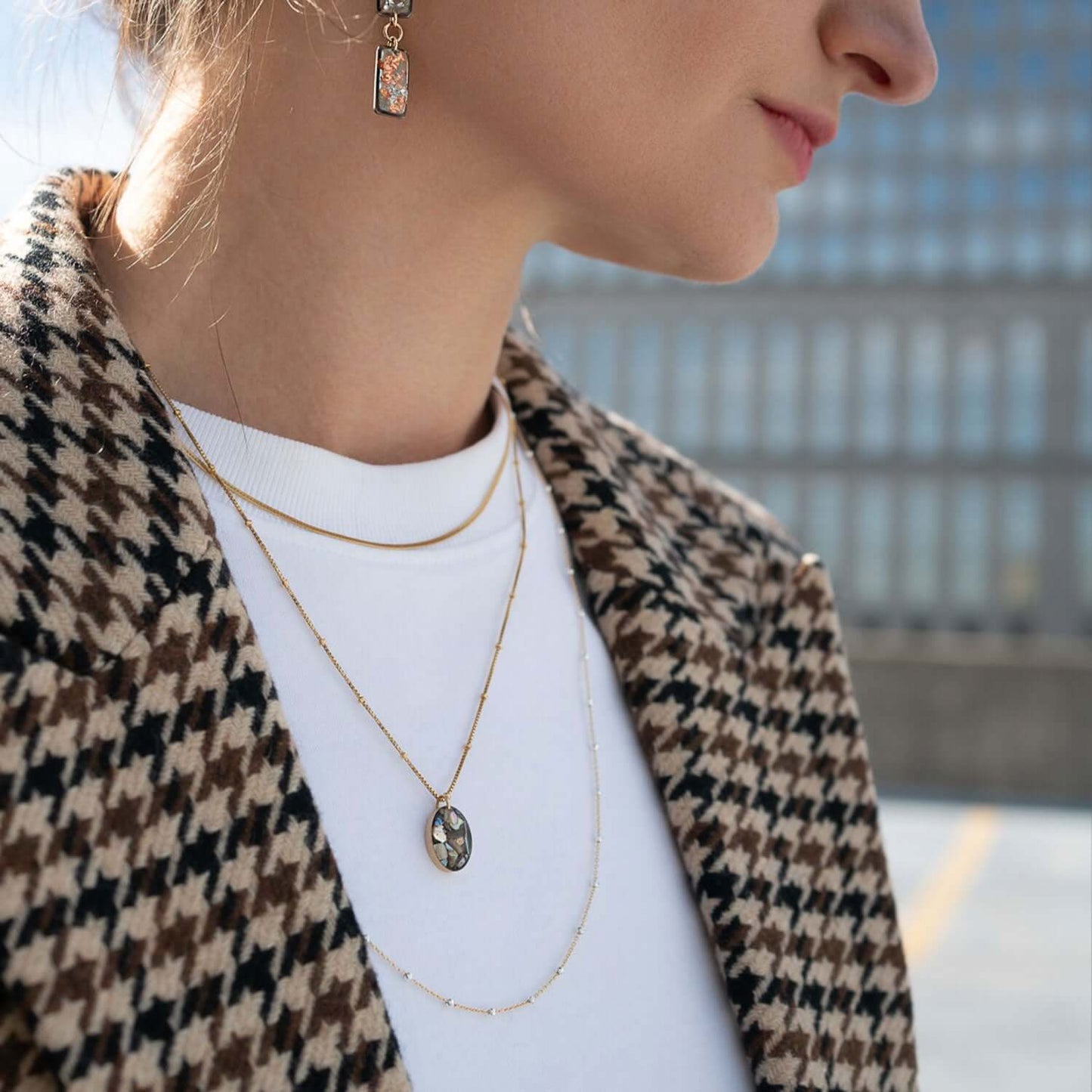 Silver Bead Gold Chain Necklace