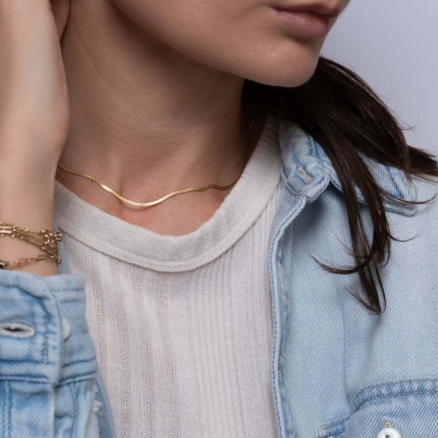 Delicate Herringbone Chain Necklace
