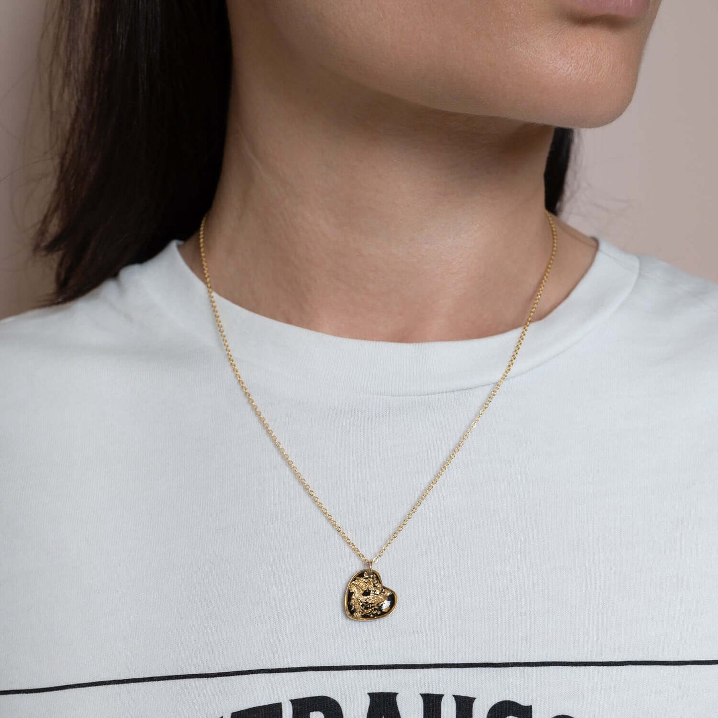 Black Gold Foils Heart Necklace
