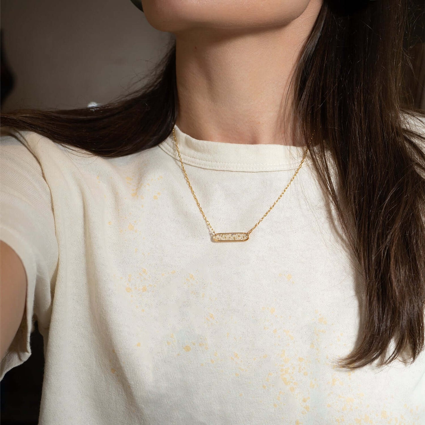 Long Bar Flower Necklace