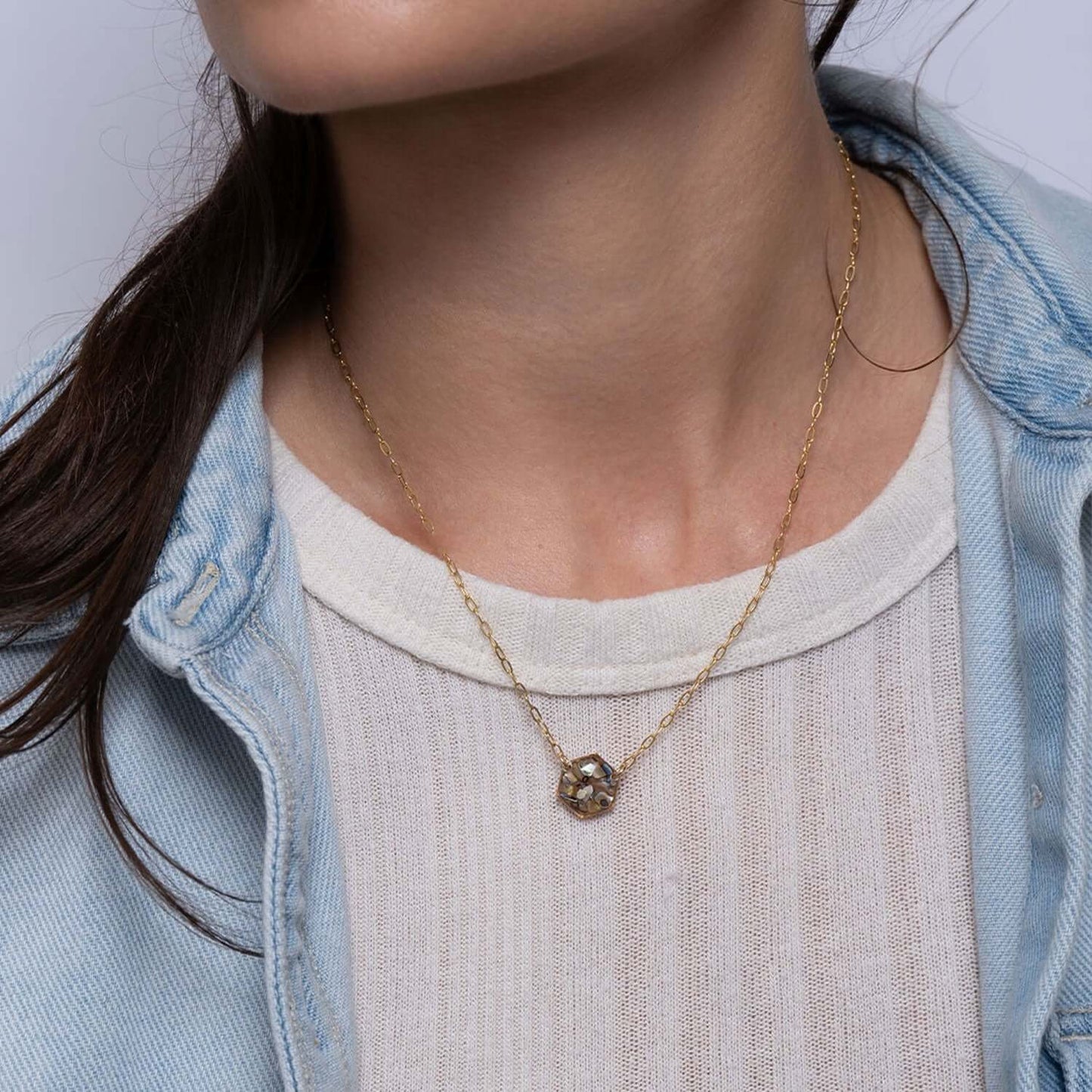 Hexagon Abalone Shell Necklace