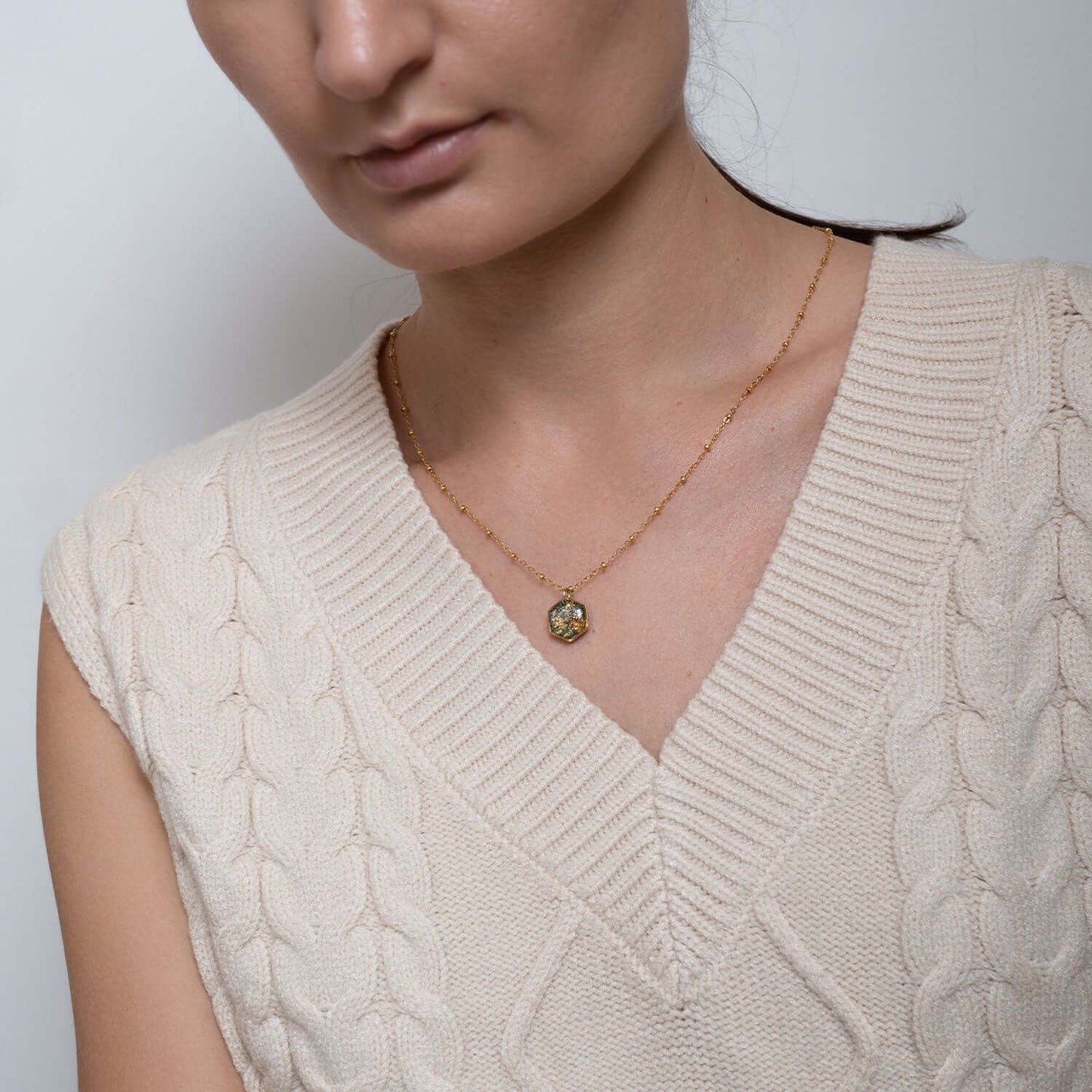 Fall Hexagon Necklace