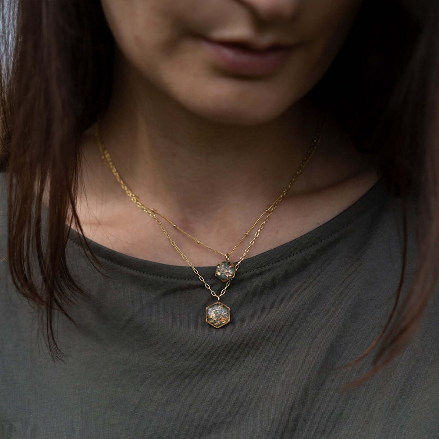 Fall Hexagon Necklace