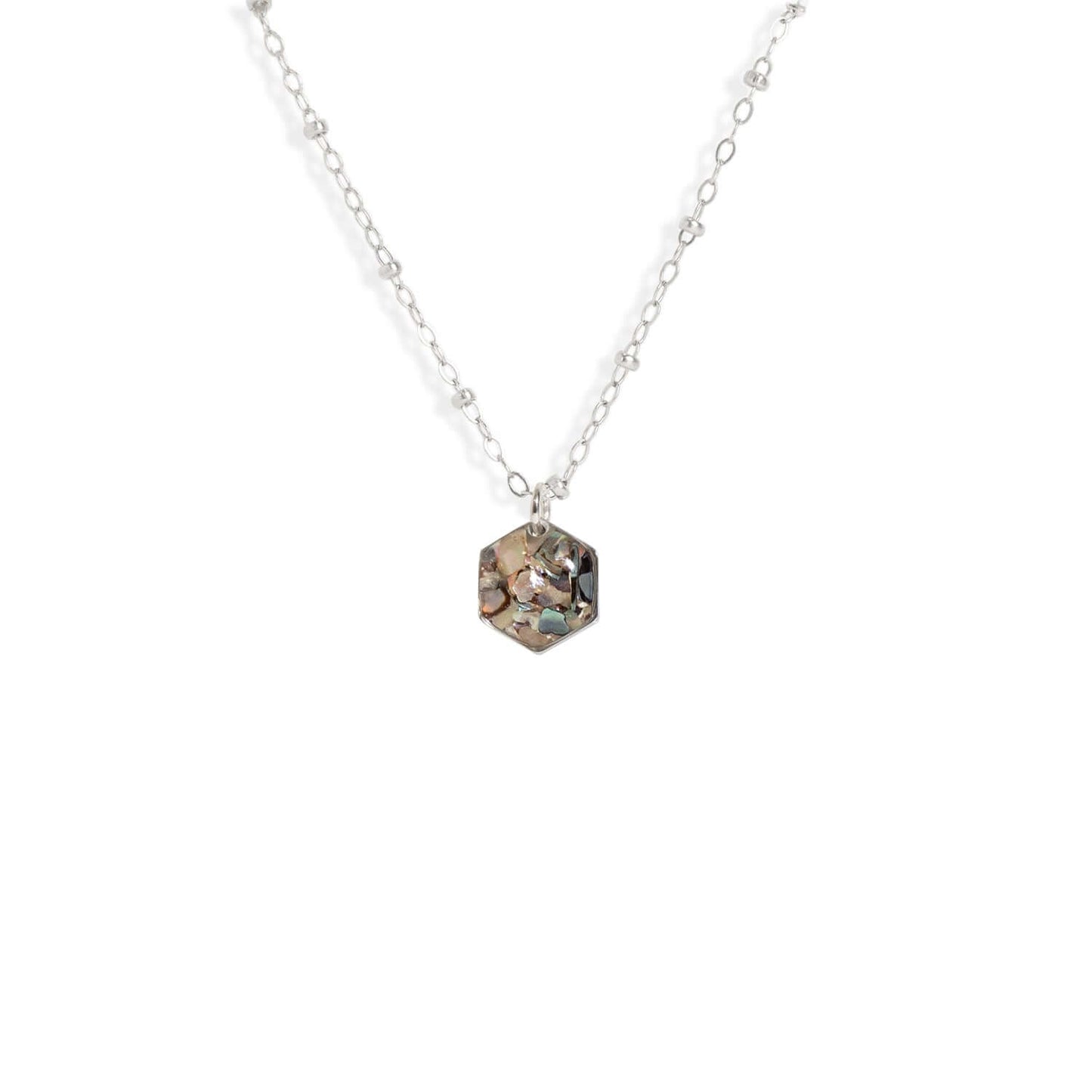 Hexagon Abalone Necklace in Silver