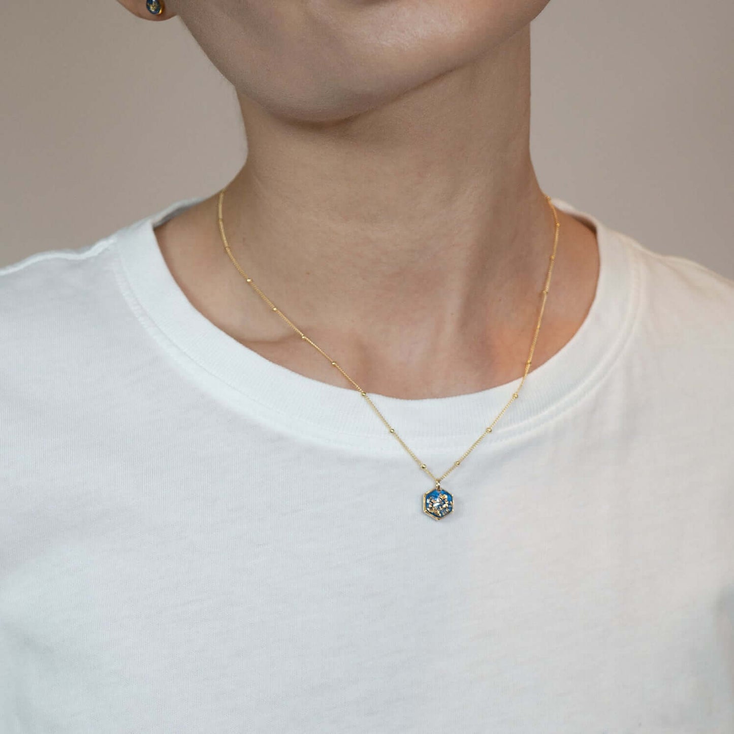Small Shimmer Foils Hexagon Necklace