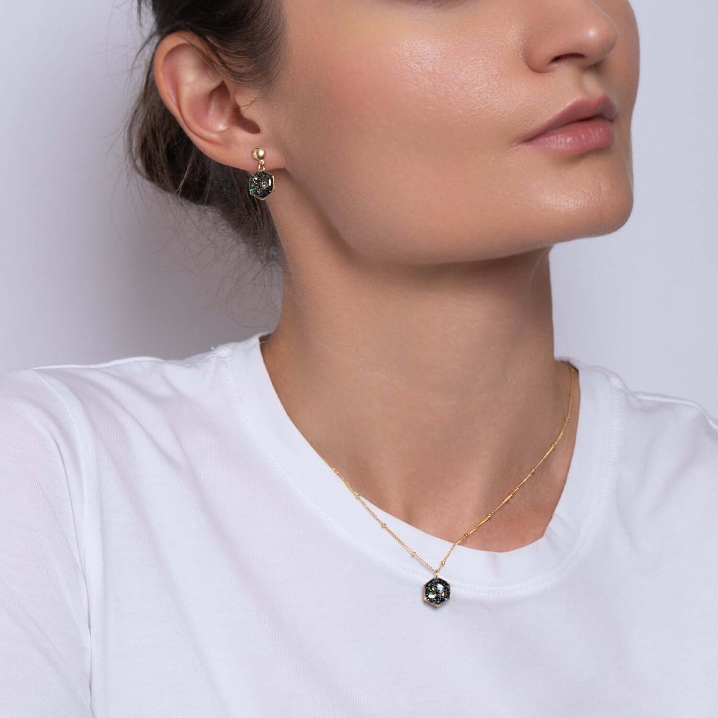 Small Hexagon Gem Necklace