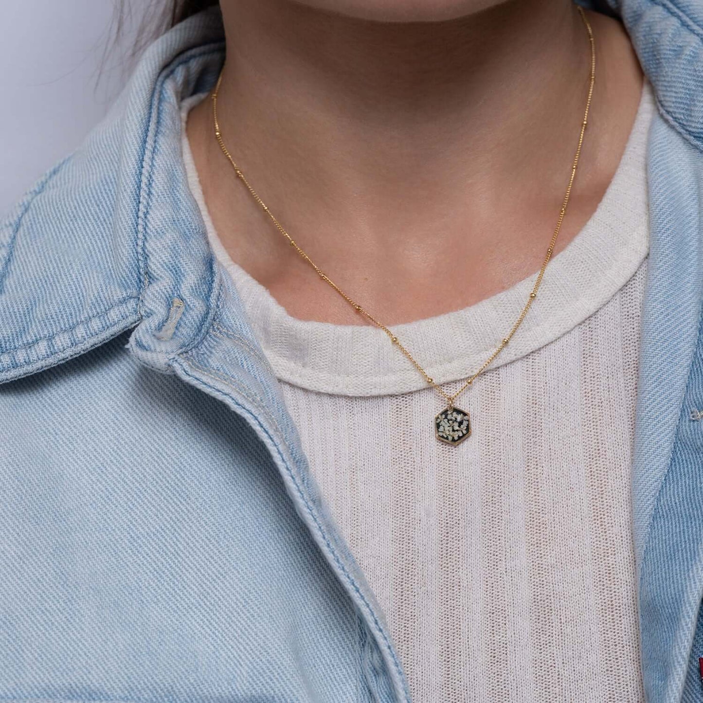 Small Hexagon Flower Necklace