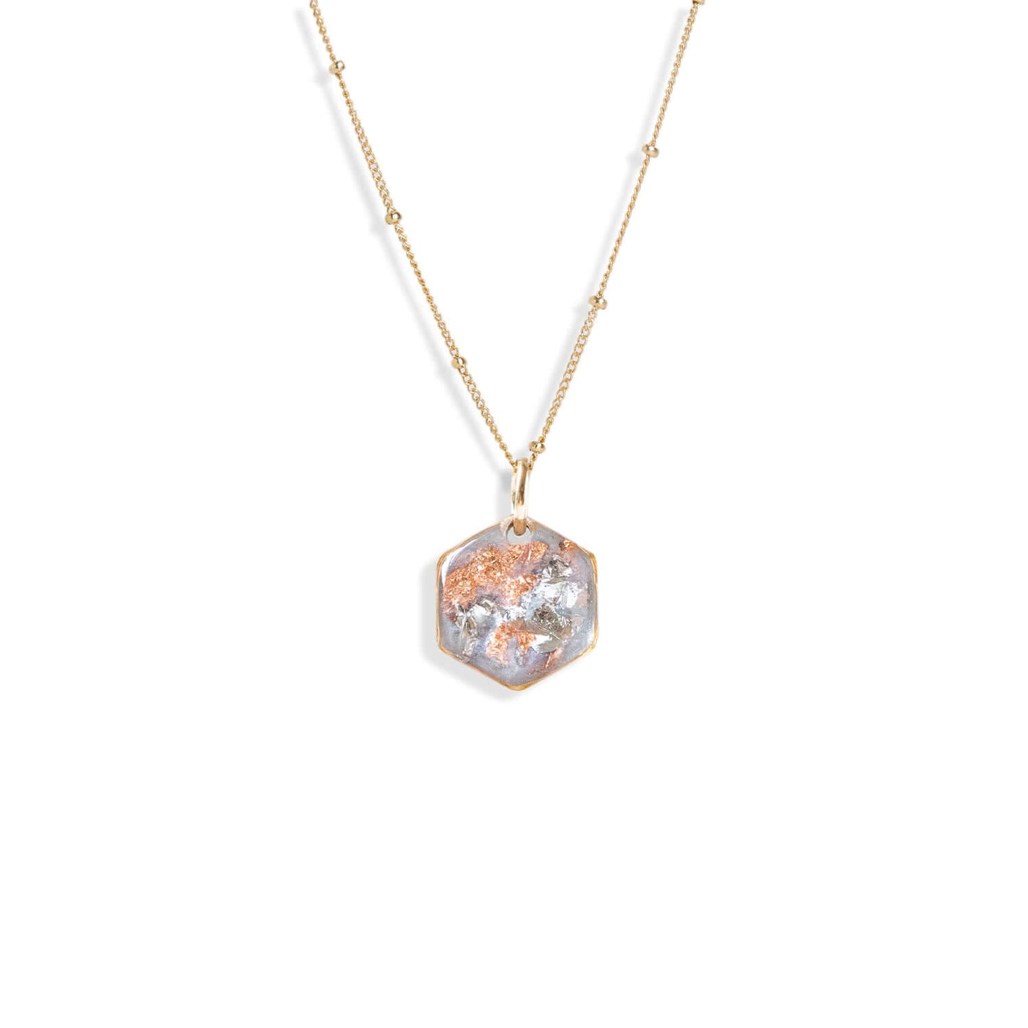 Small Shimmer Foils Hexagon Necklace