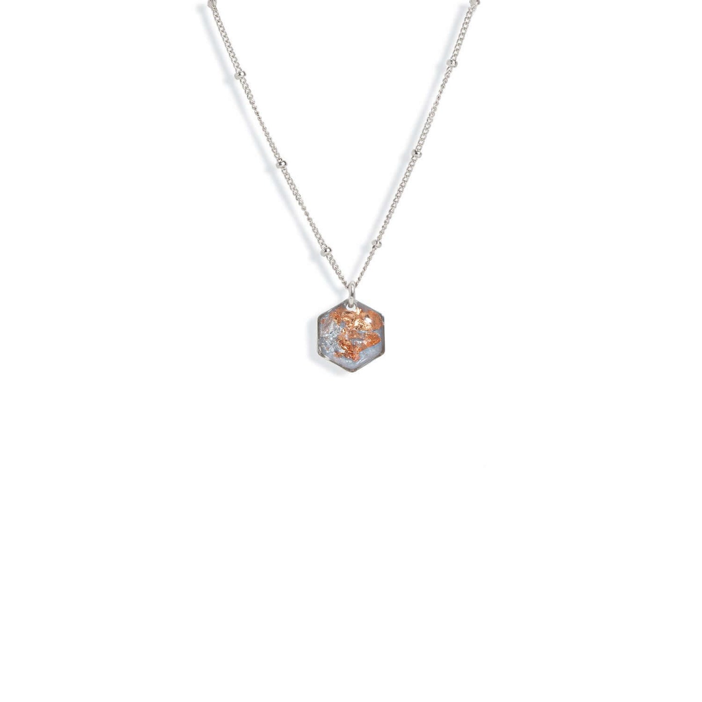 Dainty Hexagon Vanilla Sky Necklace in Silver