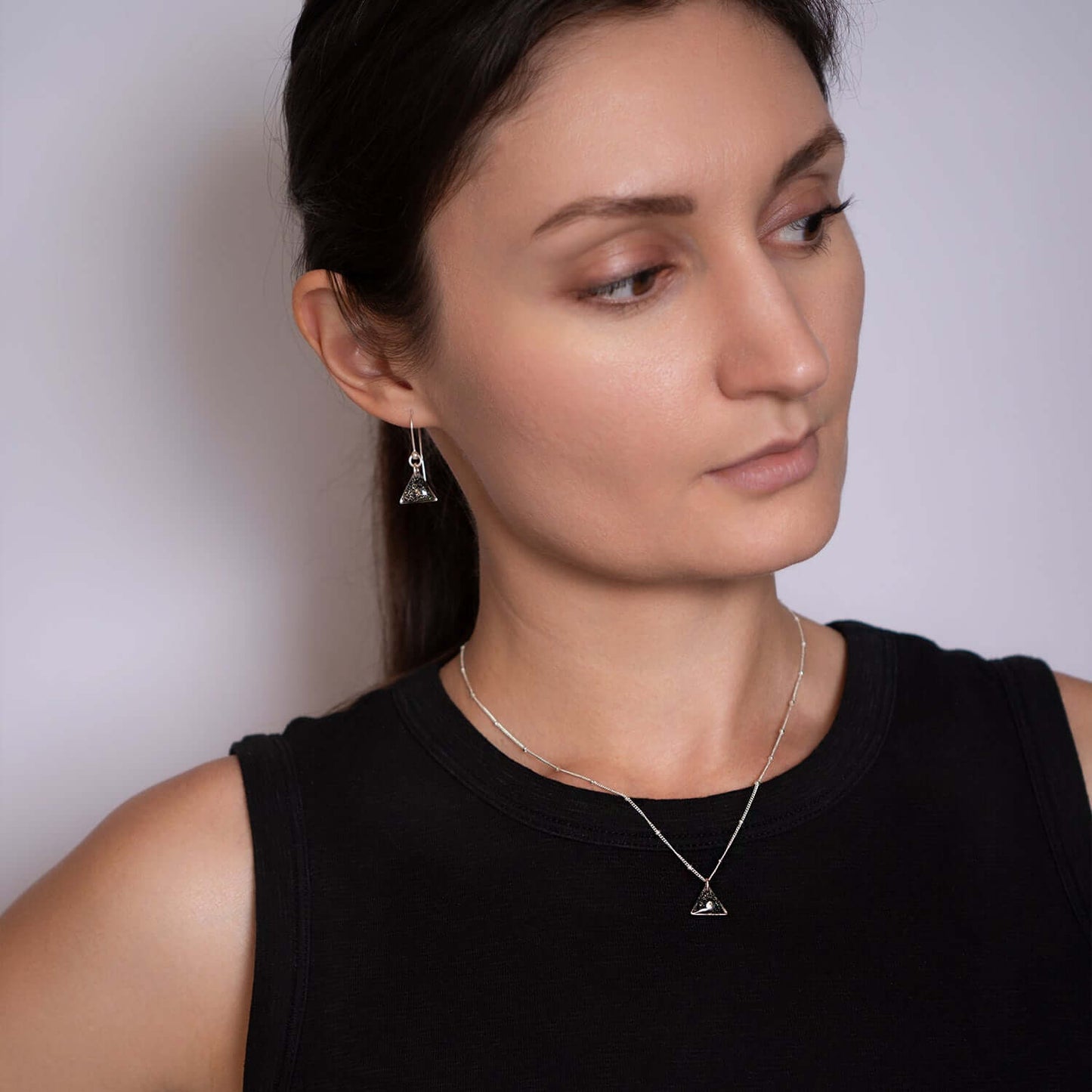 Silver Triangle Galaxy Necklace