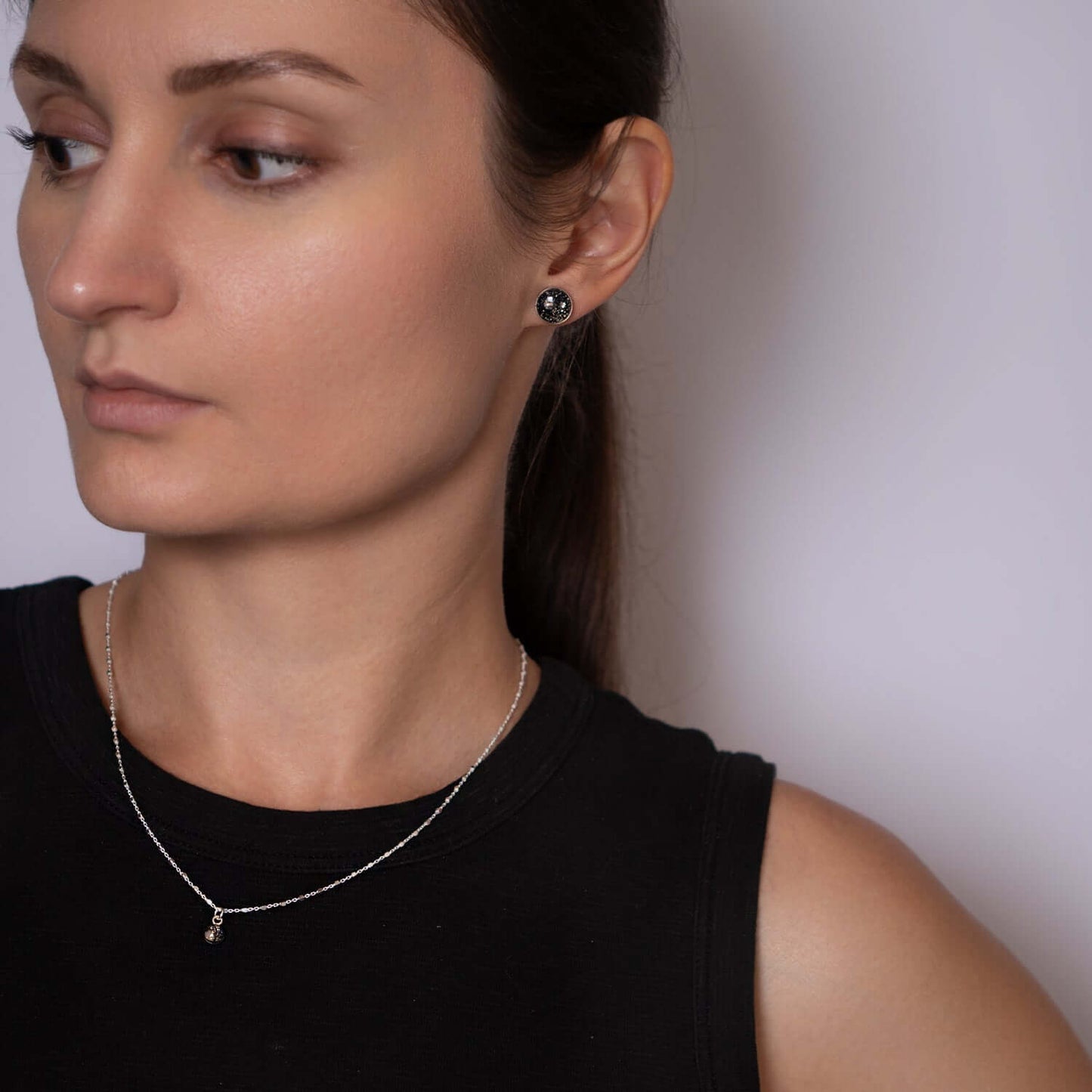 Silver Tiny Round Galaxy Necklace