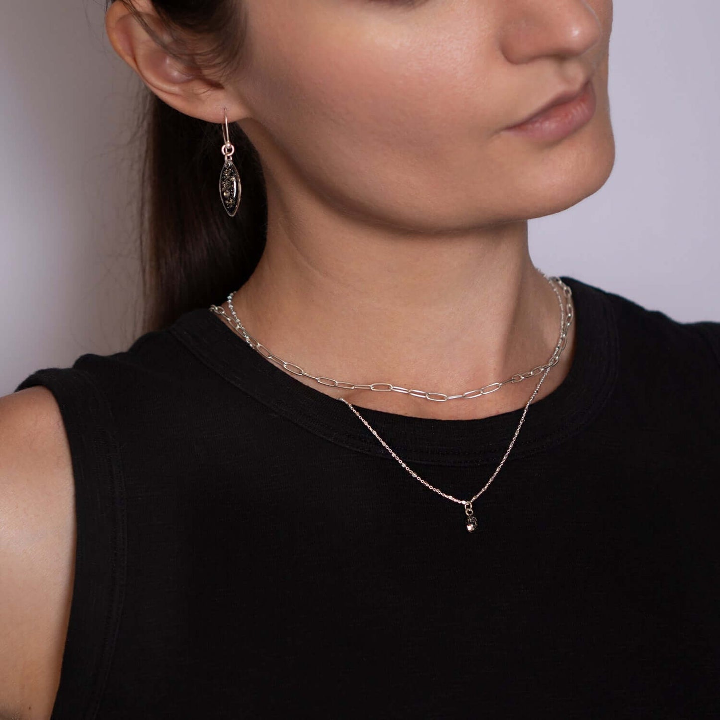 Silver Tiny Oval Galaxy Necklace