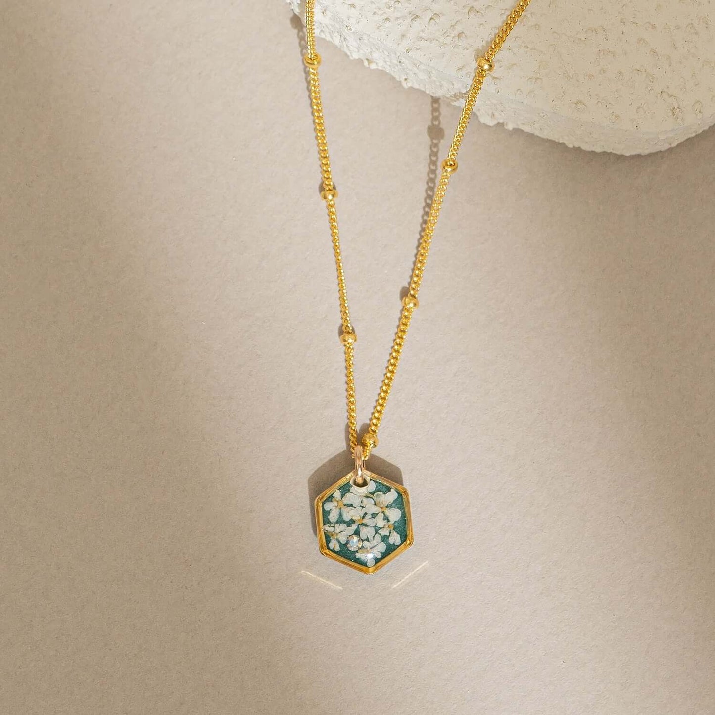 Small Hexagon Flower Necklace