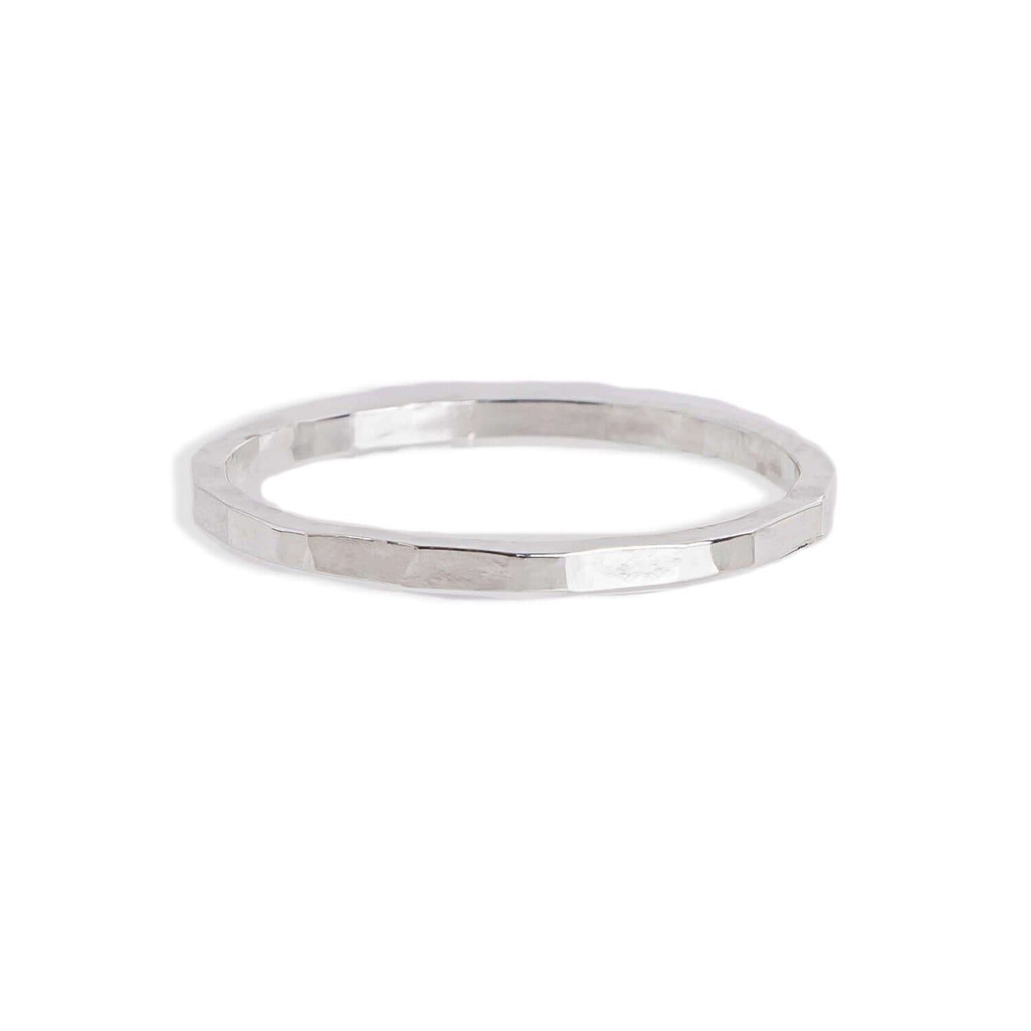 A single gold-filled or sterling silver square stacking ring with a textured design, displayed on a white background.