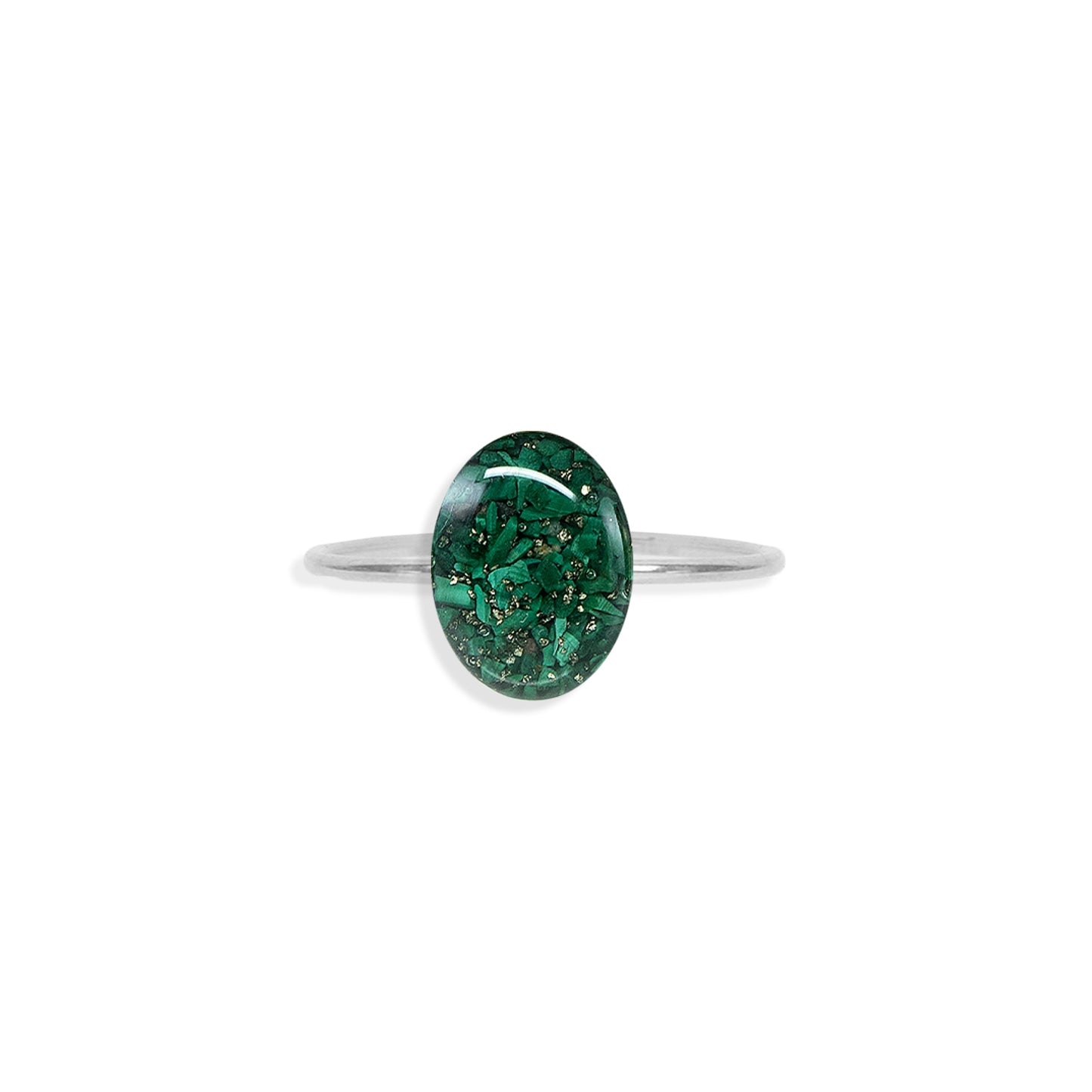 Delicate Oval Malachite ring