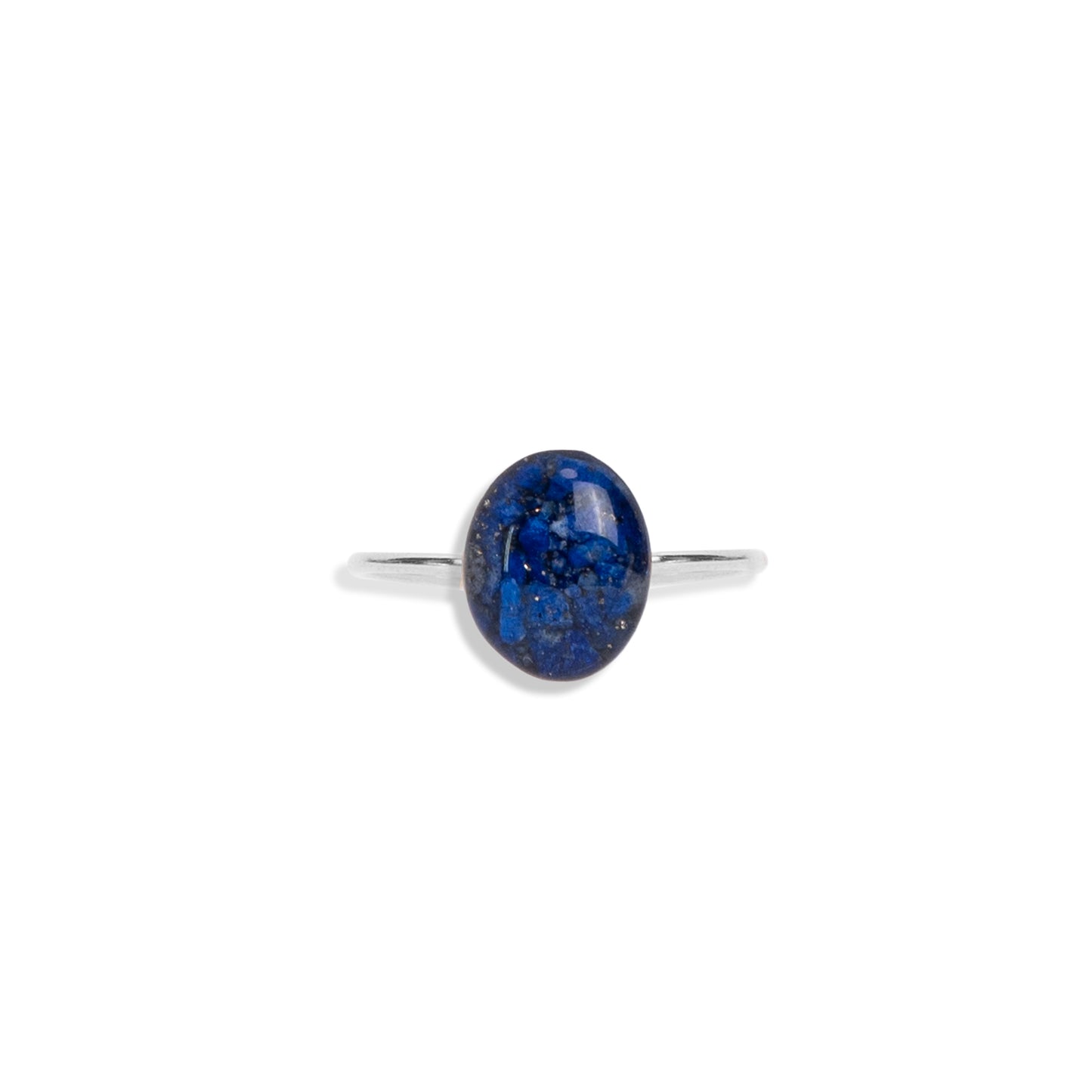 Delicate Oval Lapis ring in Sterling Silver