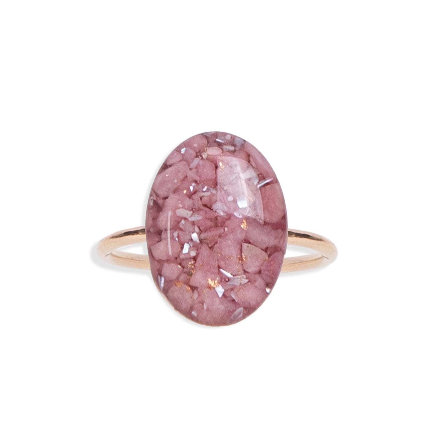 Statement Oval Pink Rhodonite ring