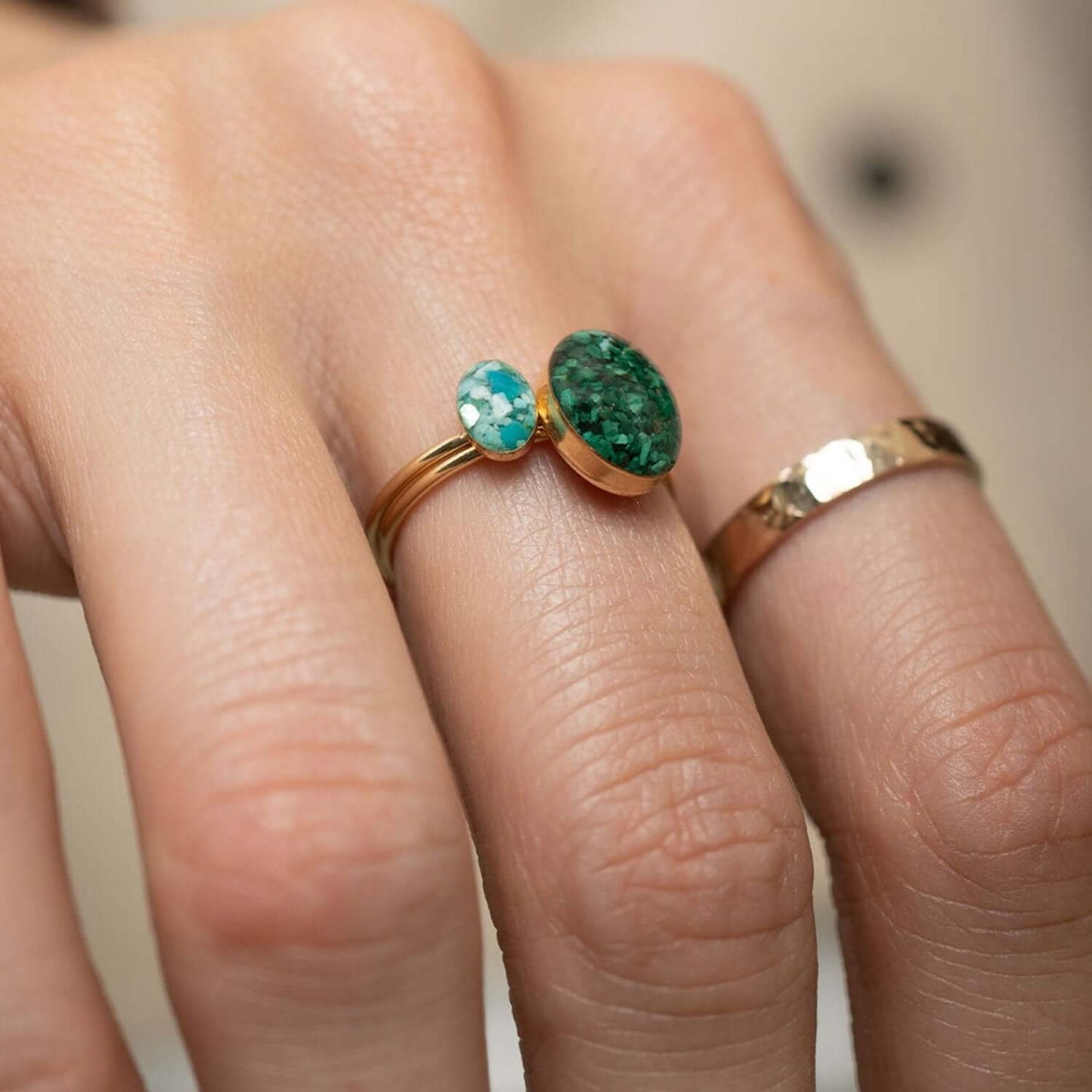 Tiny Oval Gemstone Ring