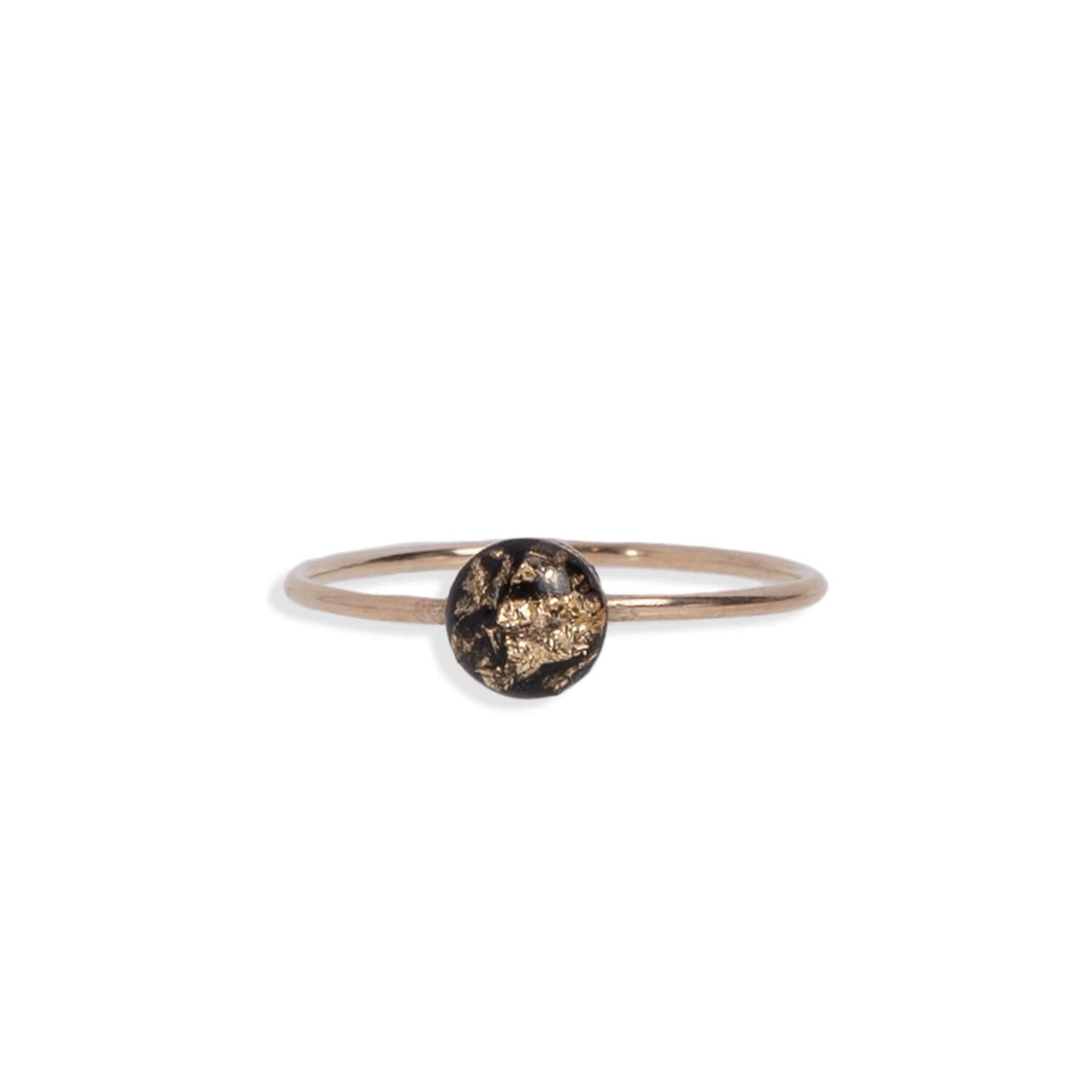 Tiny Black and Gold Round Ring