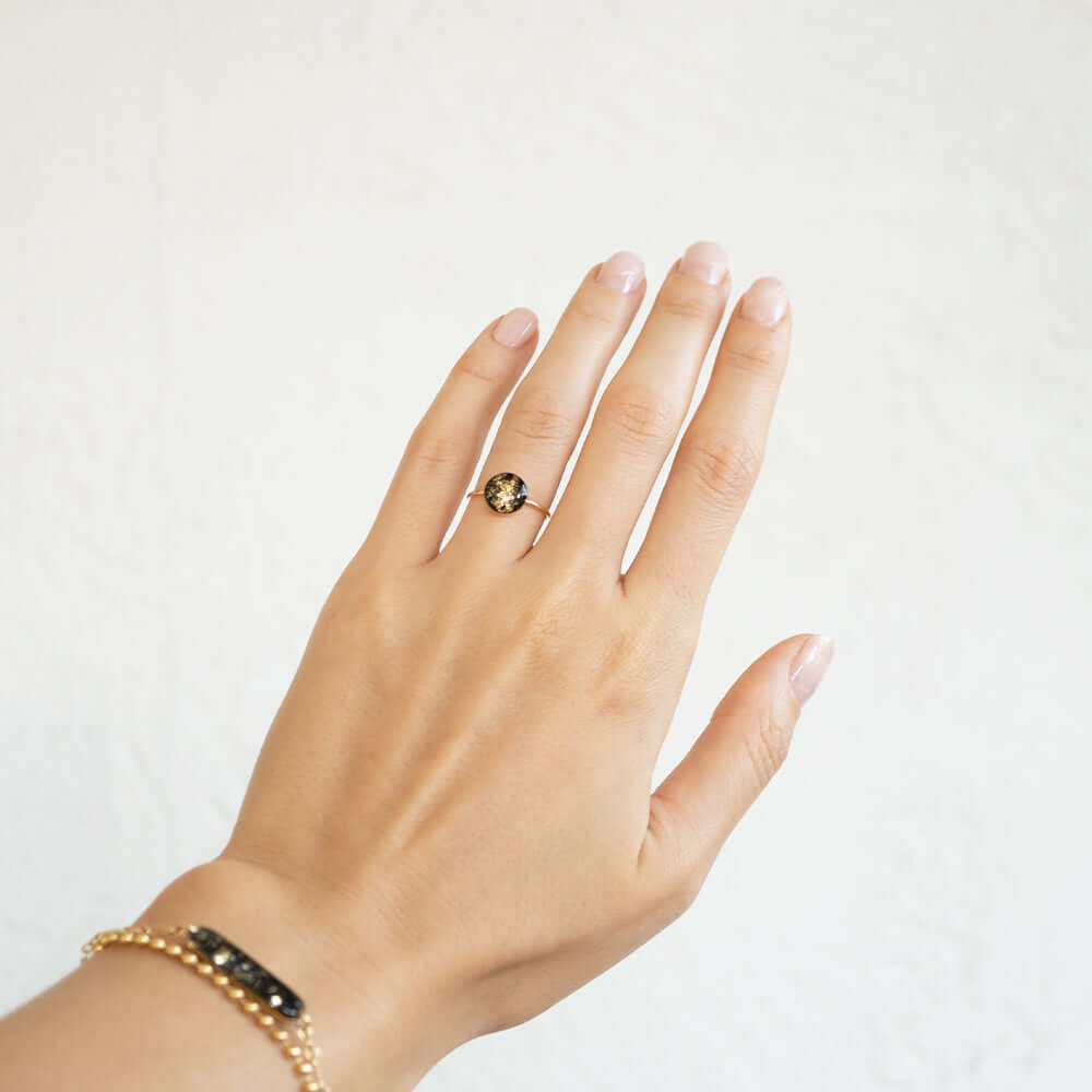 Black and Gold Round Ring