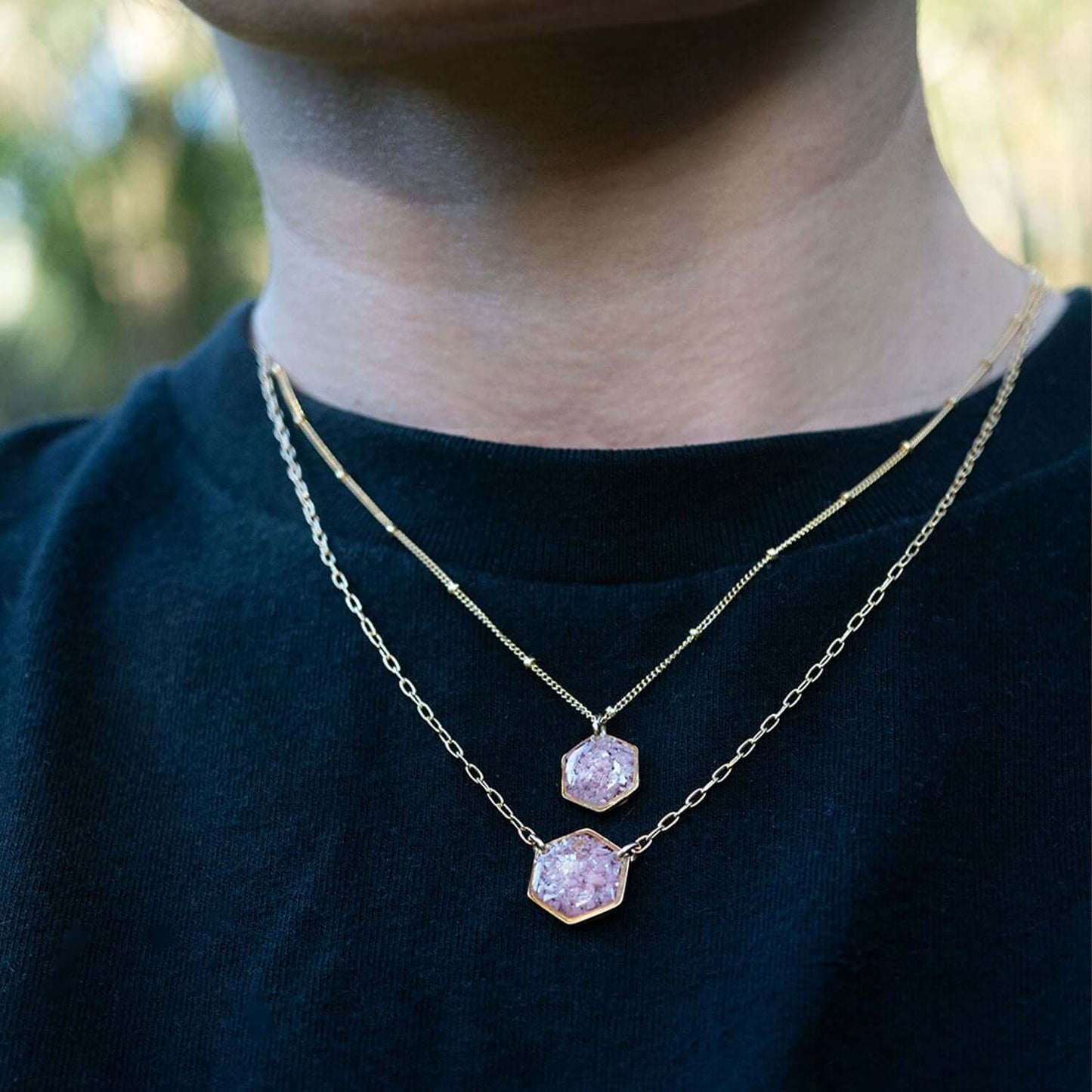 Small Hexagon Gem Necklace