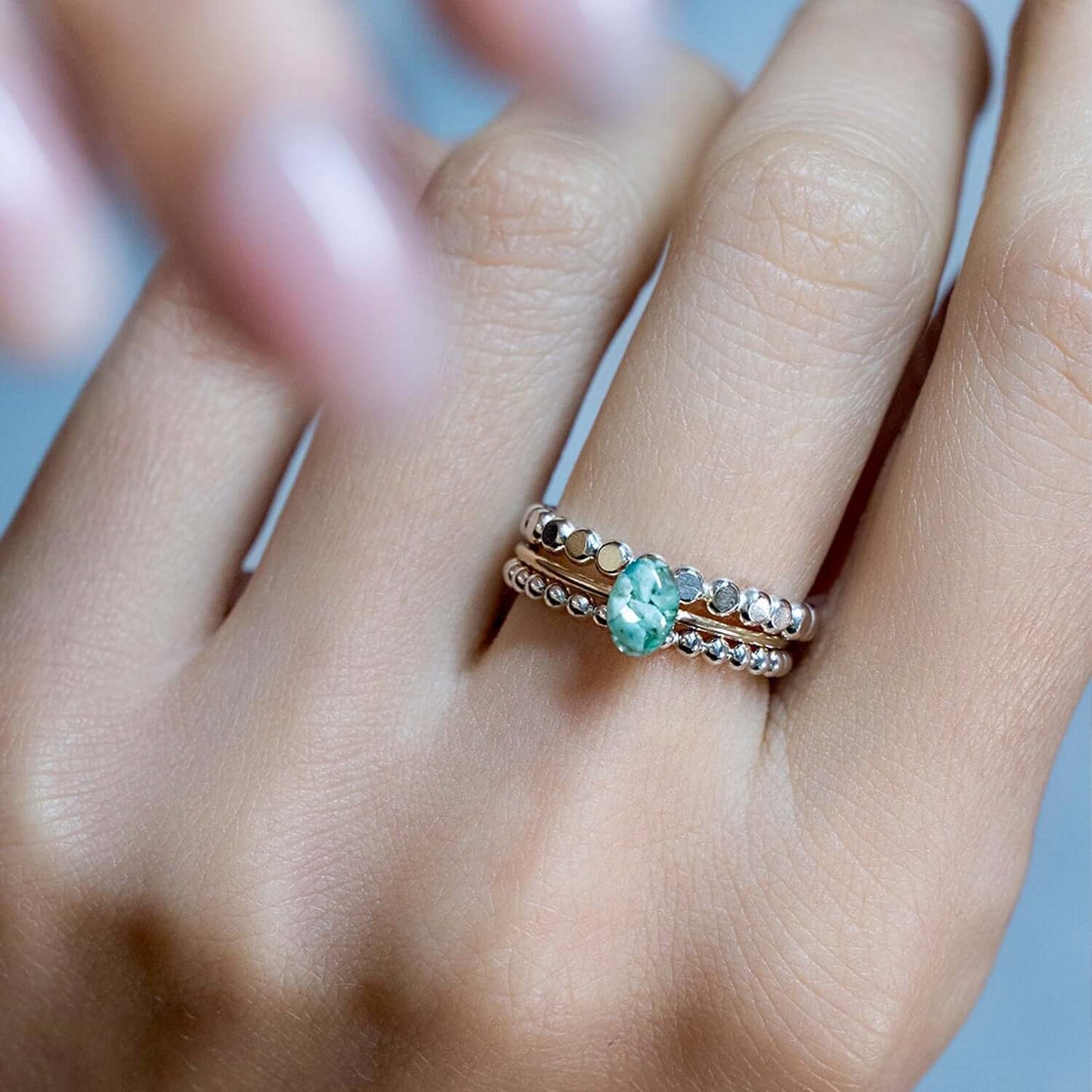Tiny Oval Gemstone Ring