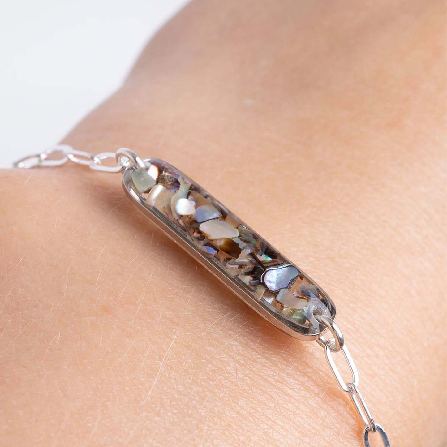 Silver Abalone Bar Bracelet