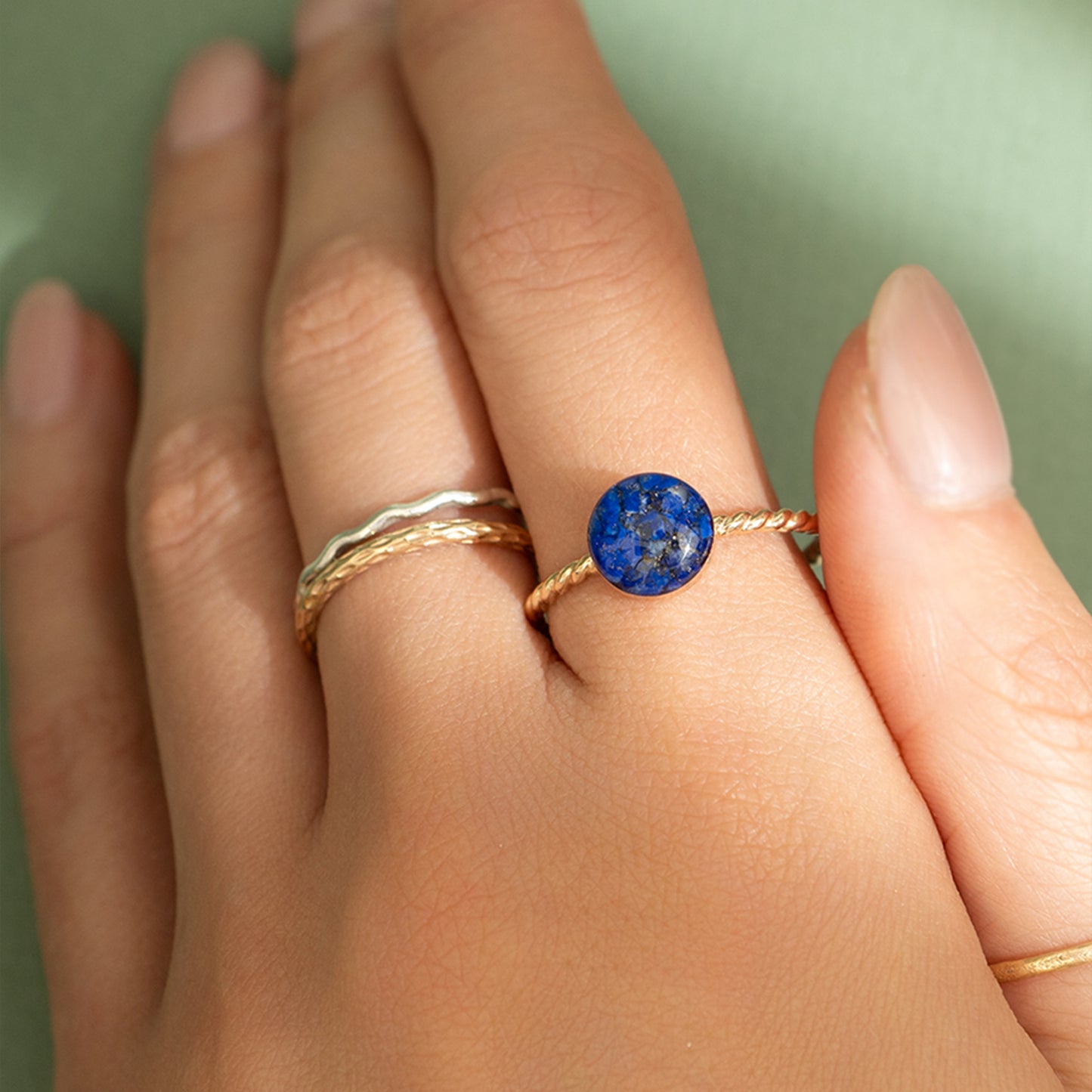 Blue Lapis Twist Ring