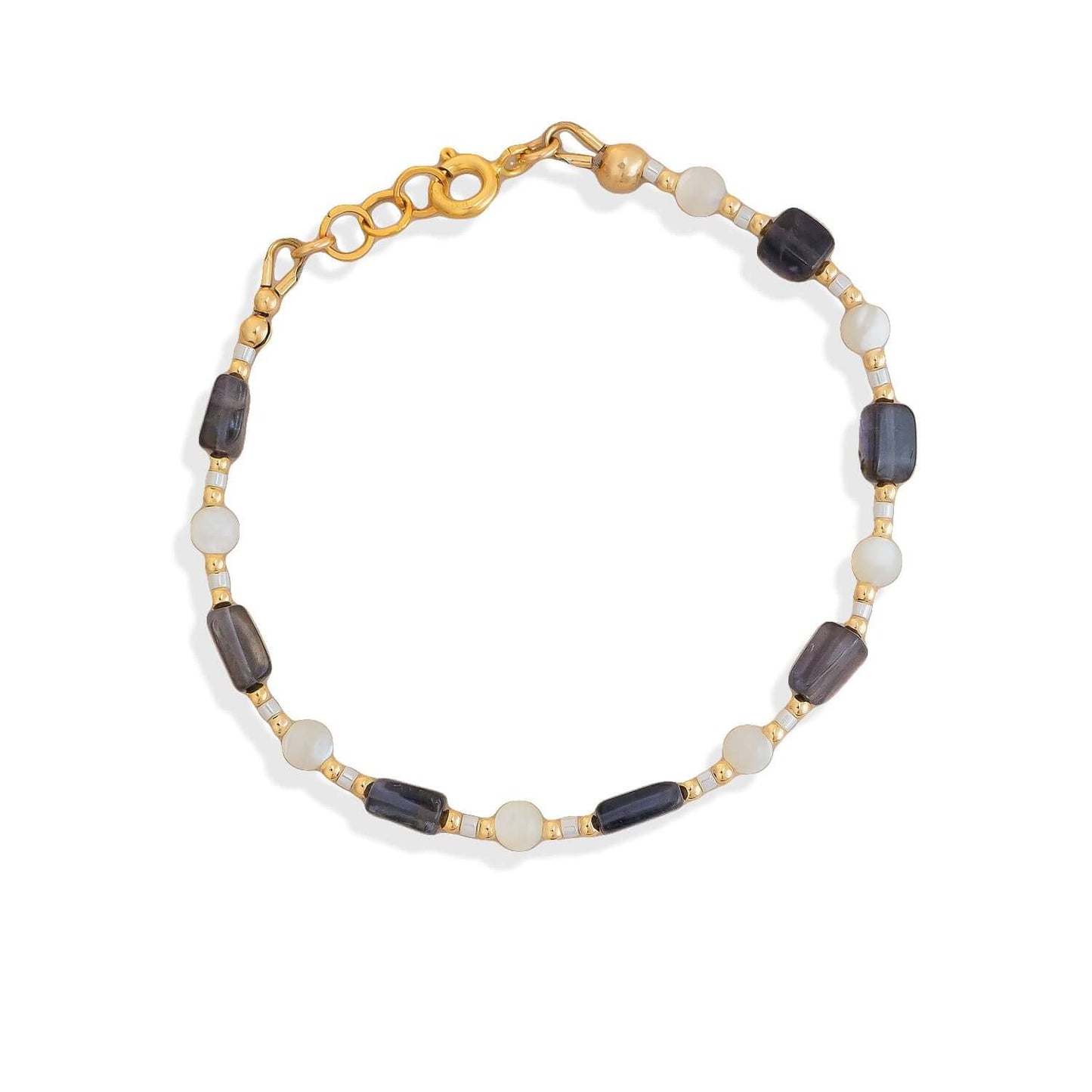 Iolite & Mother-of-Pearl Beaded Bracelet