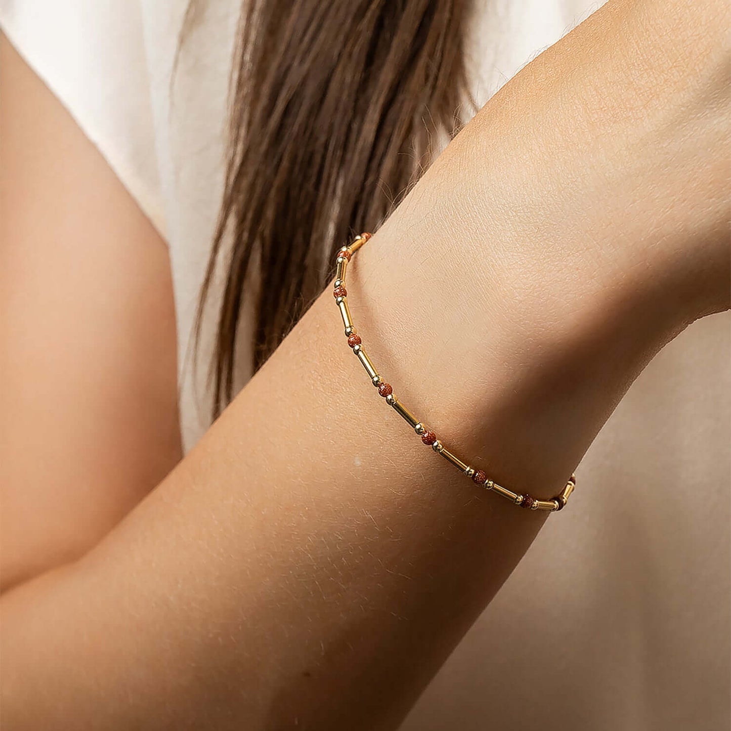 Sunstone Beaded Bracelet