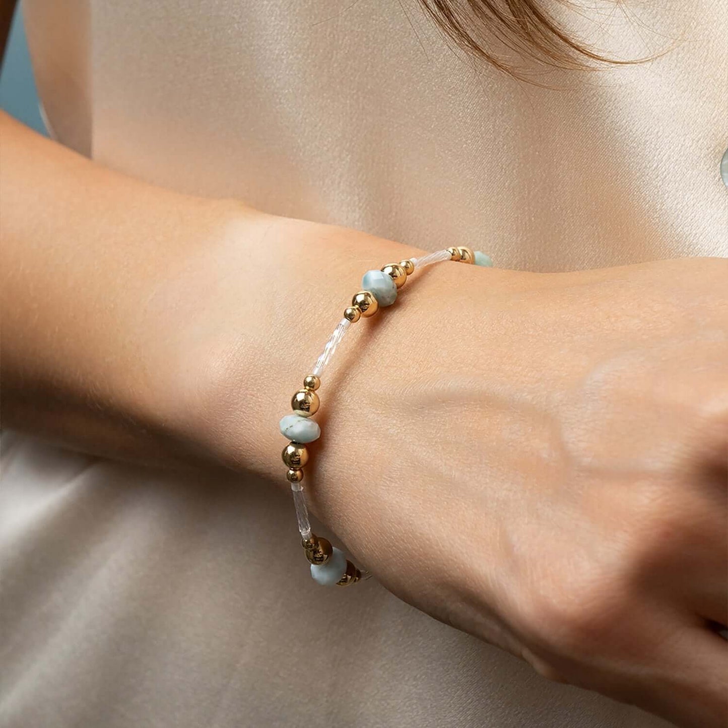 Gold Larimar Bracelet